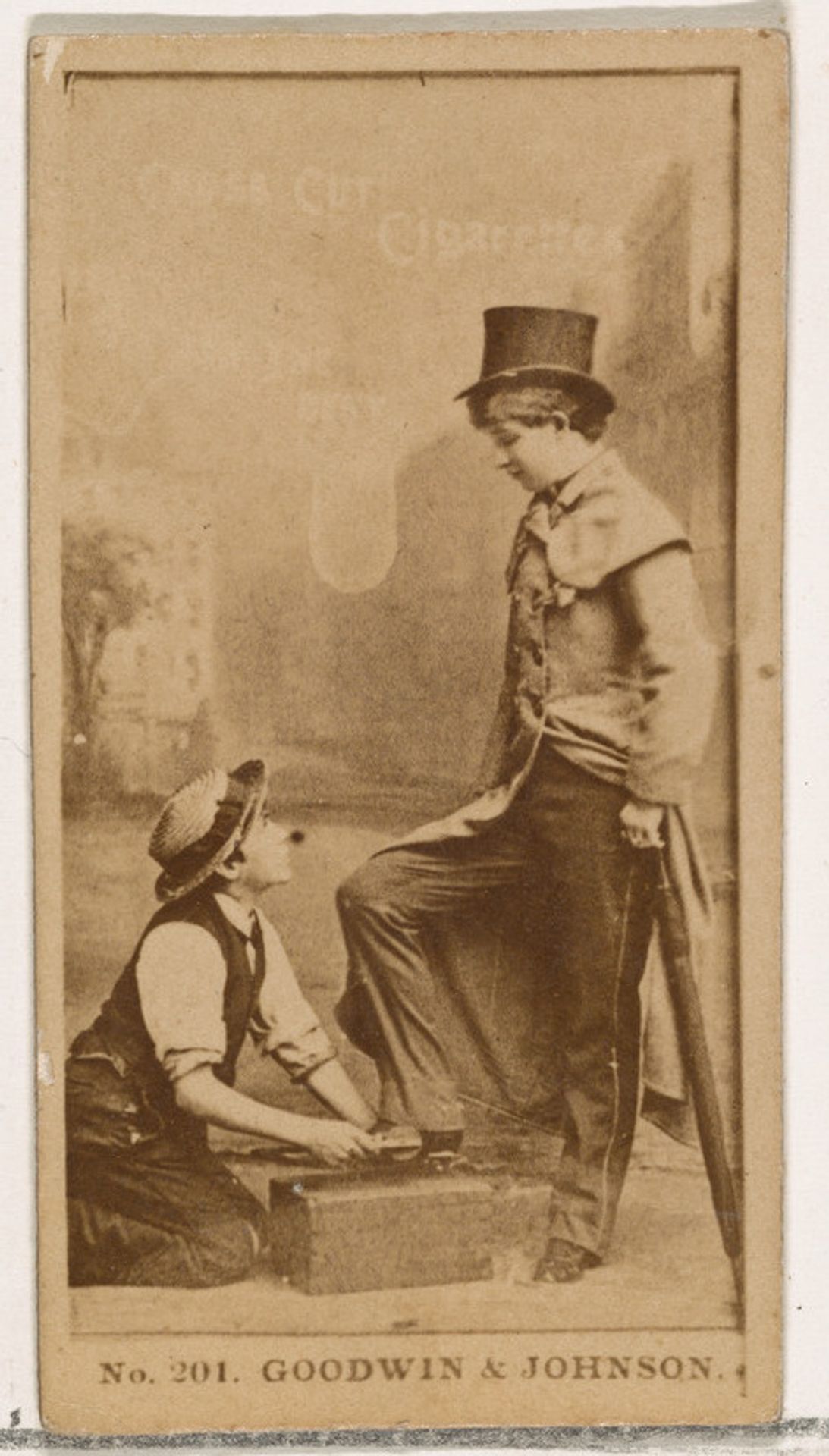 Card Number 201, Goodwin and Johnson, from the Actors and Actresses series (N145-2) issued by Duke Sons & Co. to promote Cross Cut Cigarettes by W. Duke, Sons & Co.