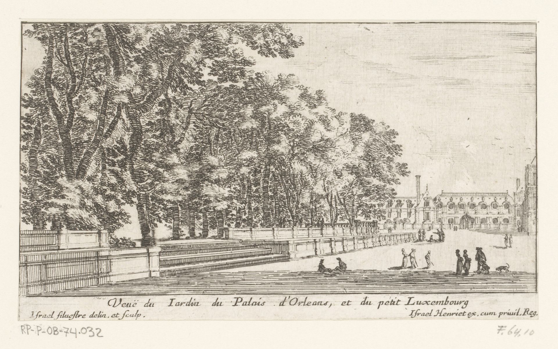 Gezicht op de tuin van Palais d'Orleans by Israel Silvestre
