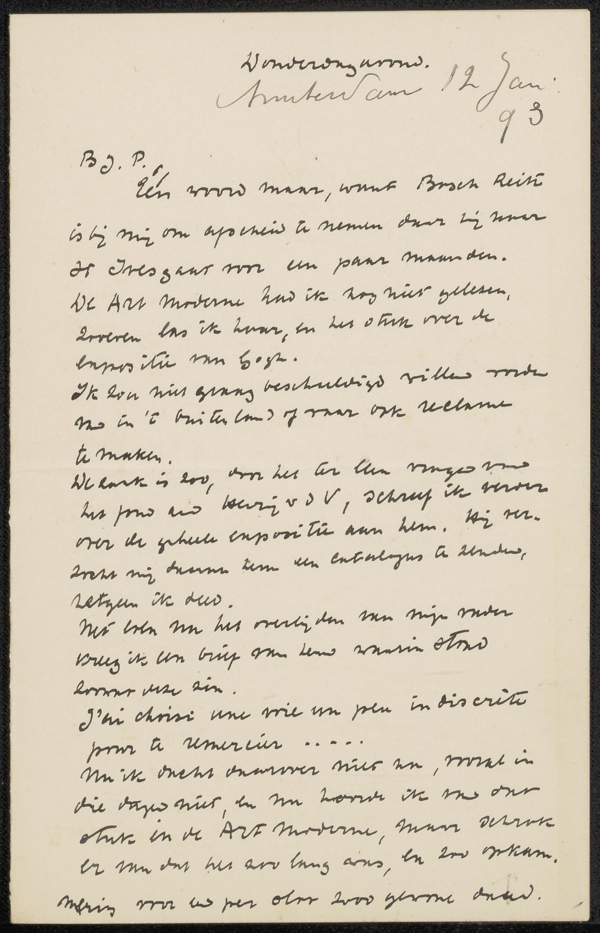 Brief aan Jan Veth by Richard Nicolaüs Roland Holst