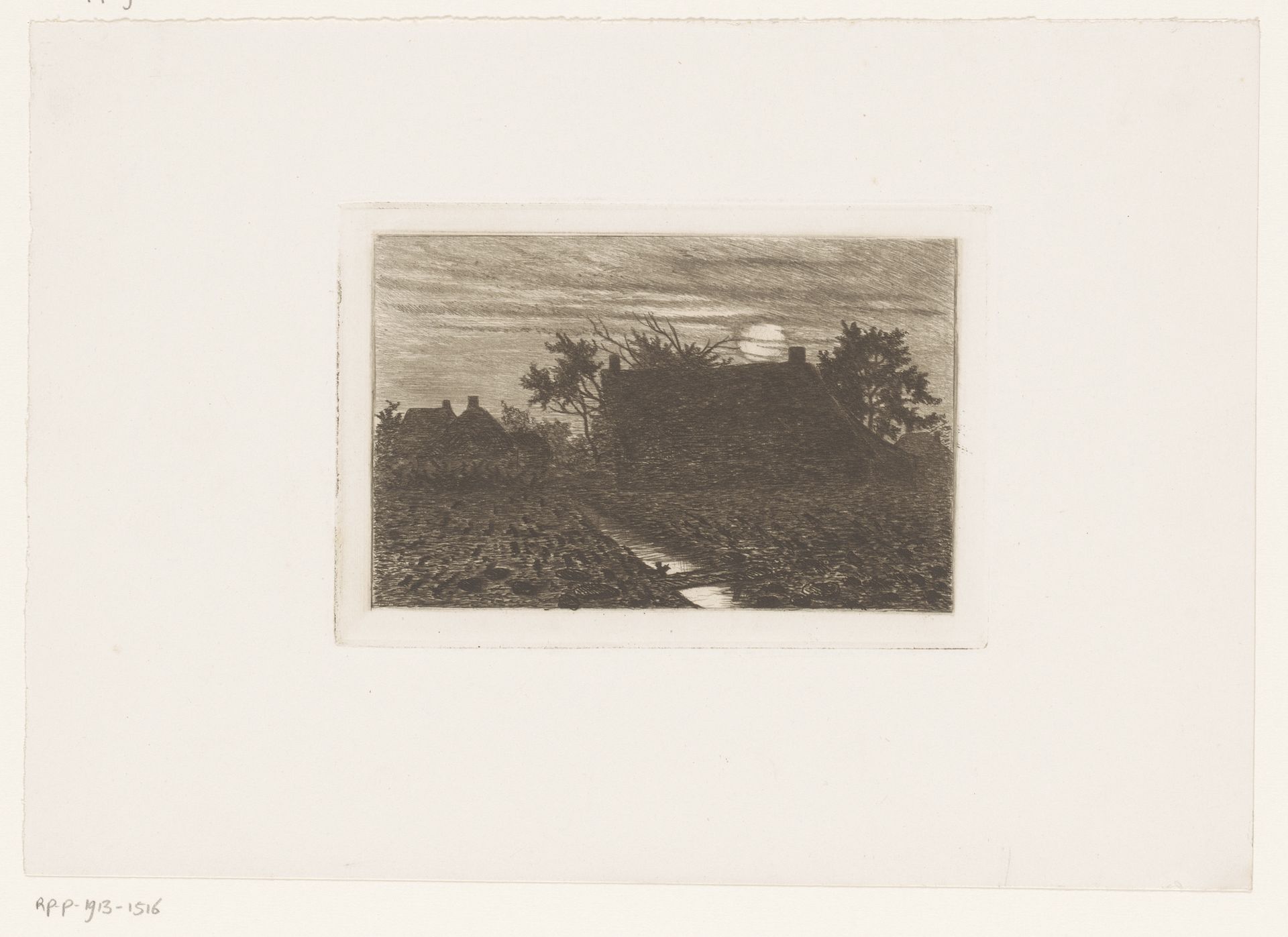 Landschap met een boerderij aan een beek by H. van Meerbeeck
