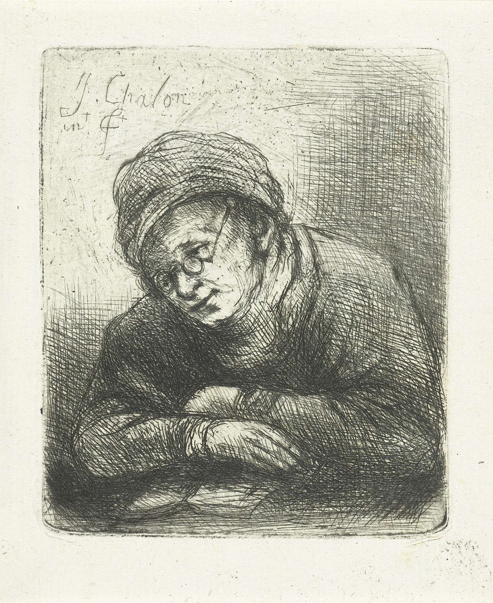 Lezende man met bril by Jan Chalon