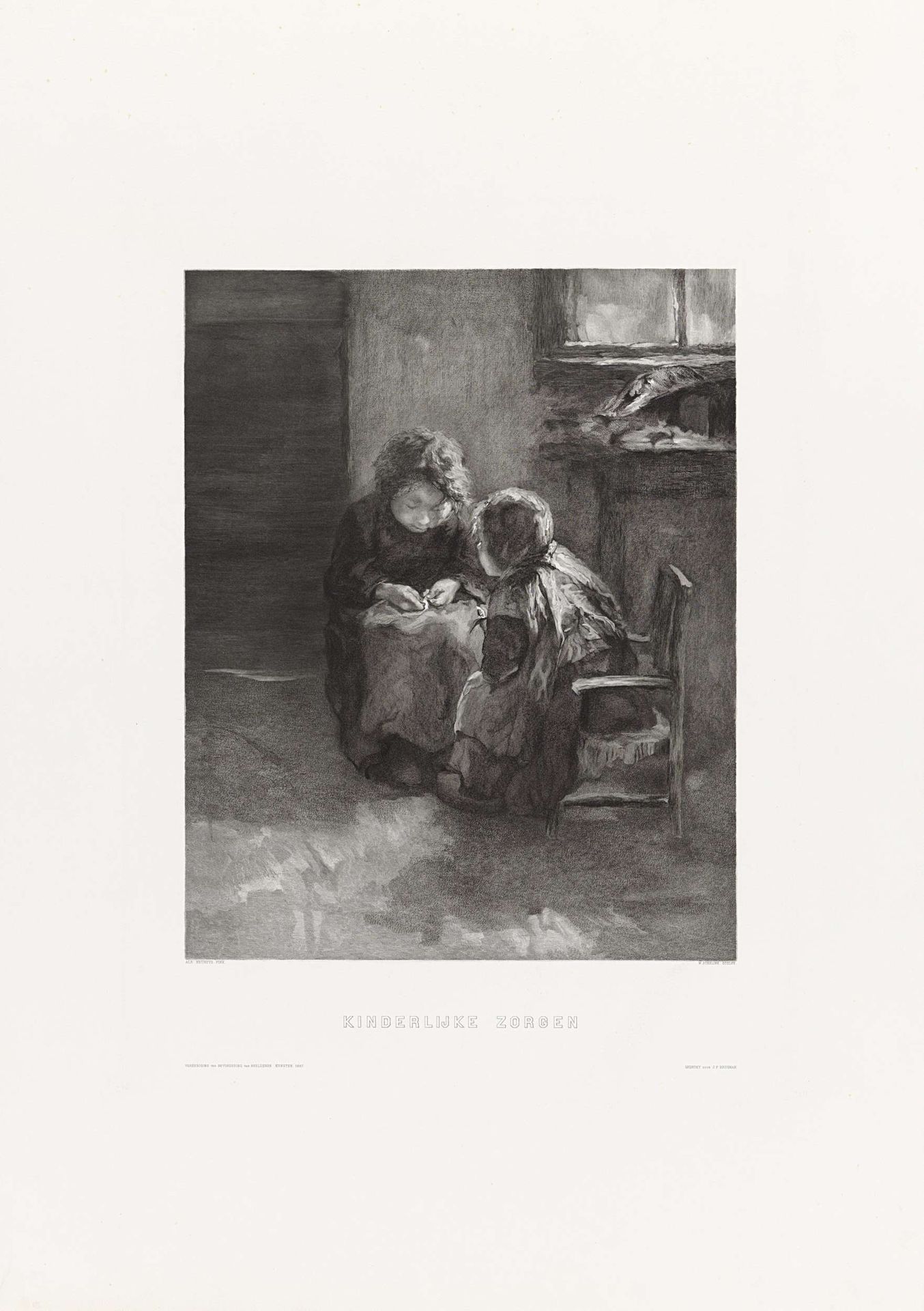 Twee zittende kinderen by Willem (I) Steelink