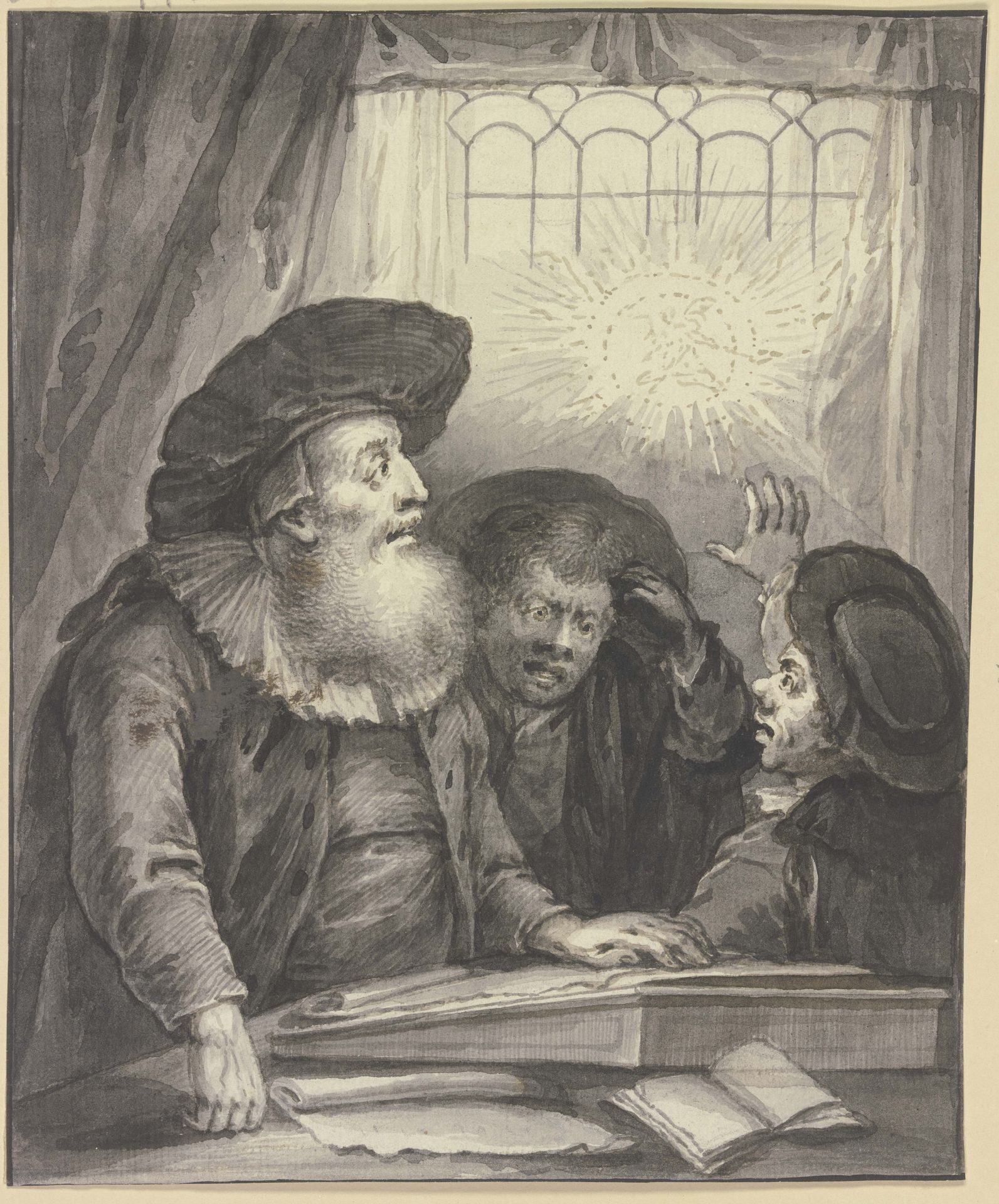 Rabbi Naphtali Ben Cohen mit zwei Schülern by Johann Andreas Benjamin Nothnagel