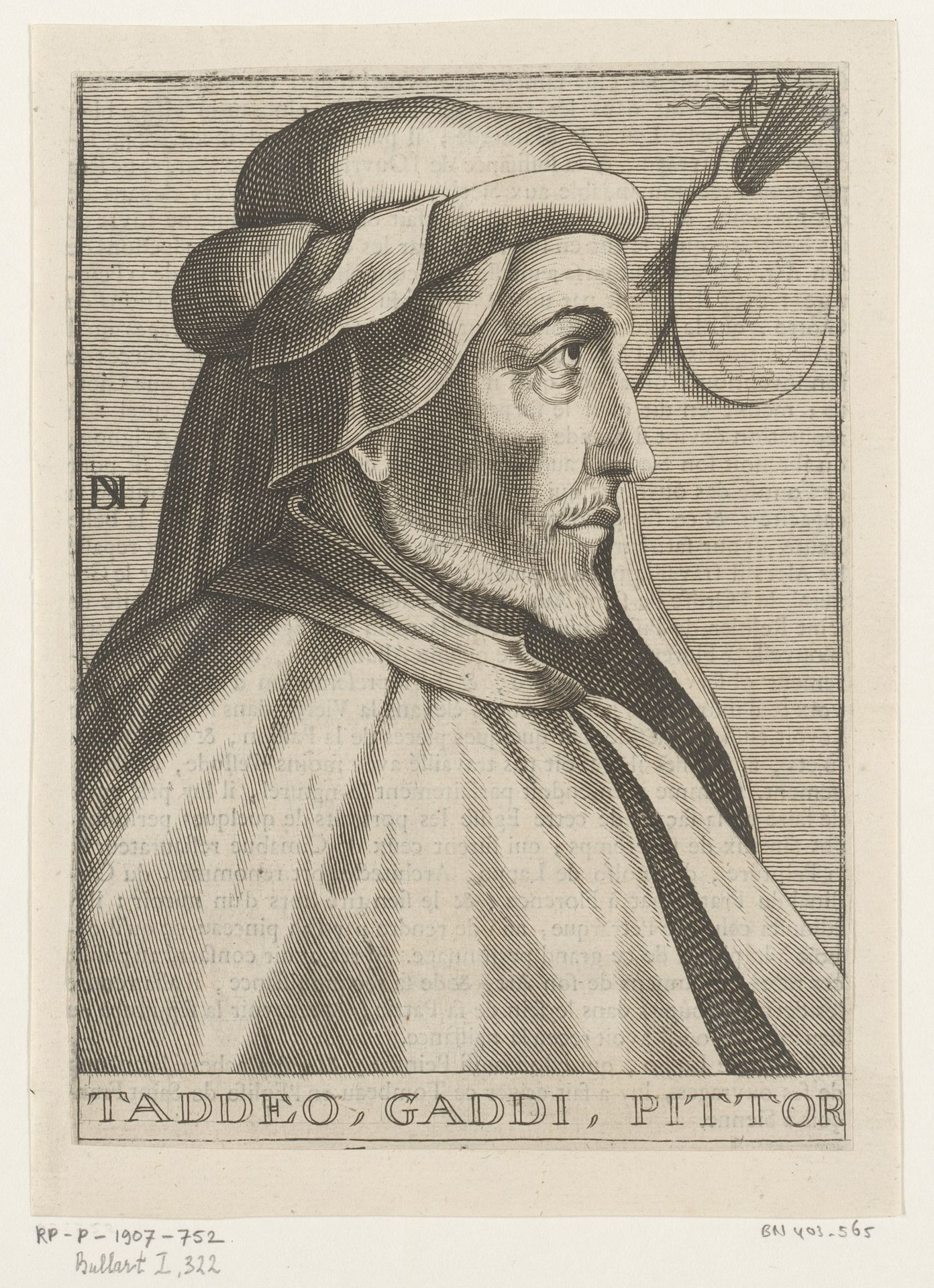 Portret van Taddeo Gaddi by Nicolas de (I) Larmessin