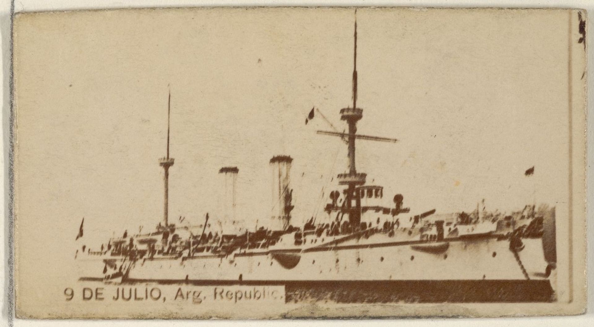 9 de Julio, Republic of Argentina, from the Famous Ships series (N50) for Virginia Brights Cigarettes by Allen & Ginter