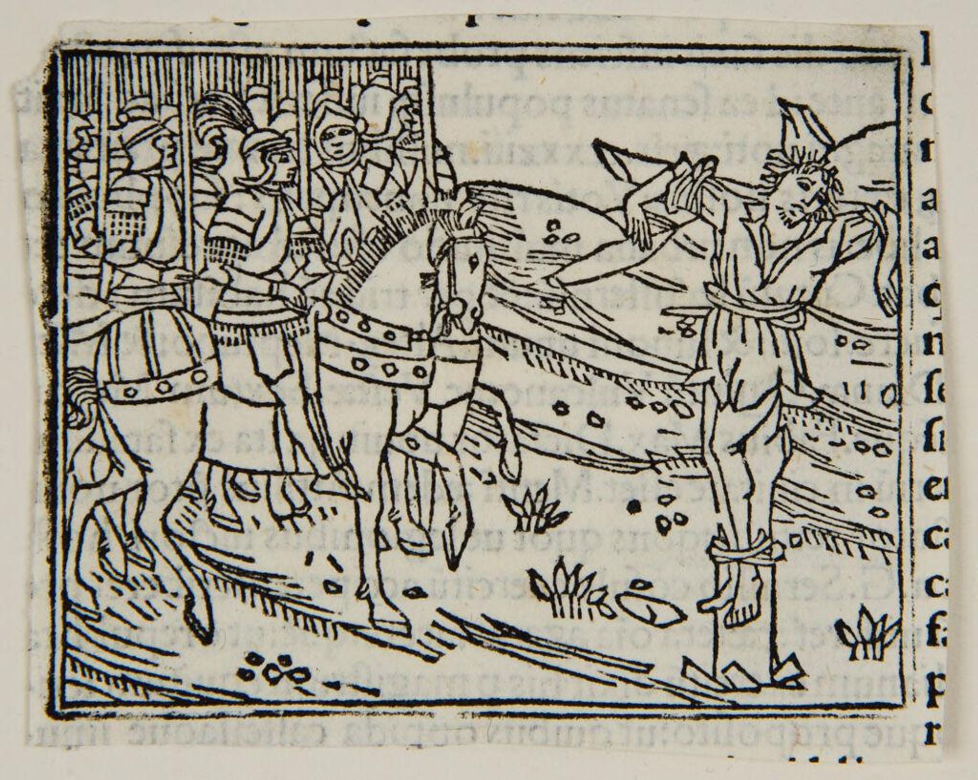 Book XXII.13.  Hannibal scourges and crucifies the guide who misled him from Casinum {Tertiae Decadis Liber Secundus p. CIIII verso} by Anonymous