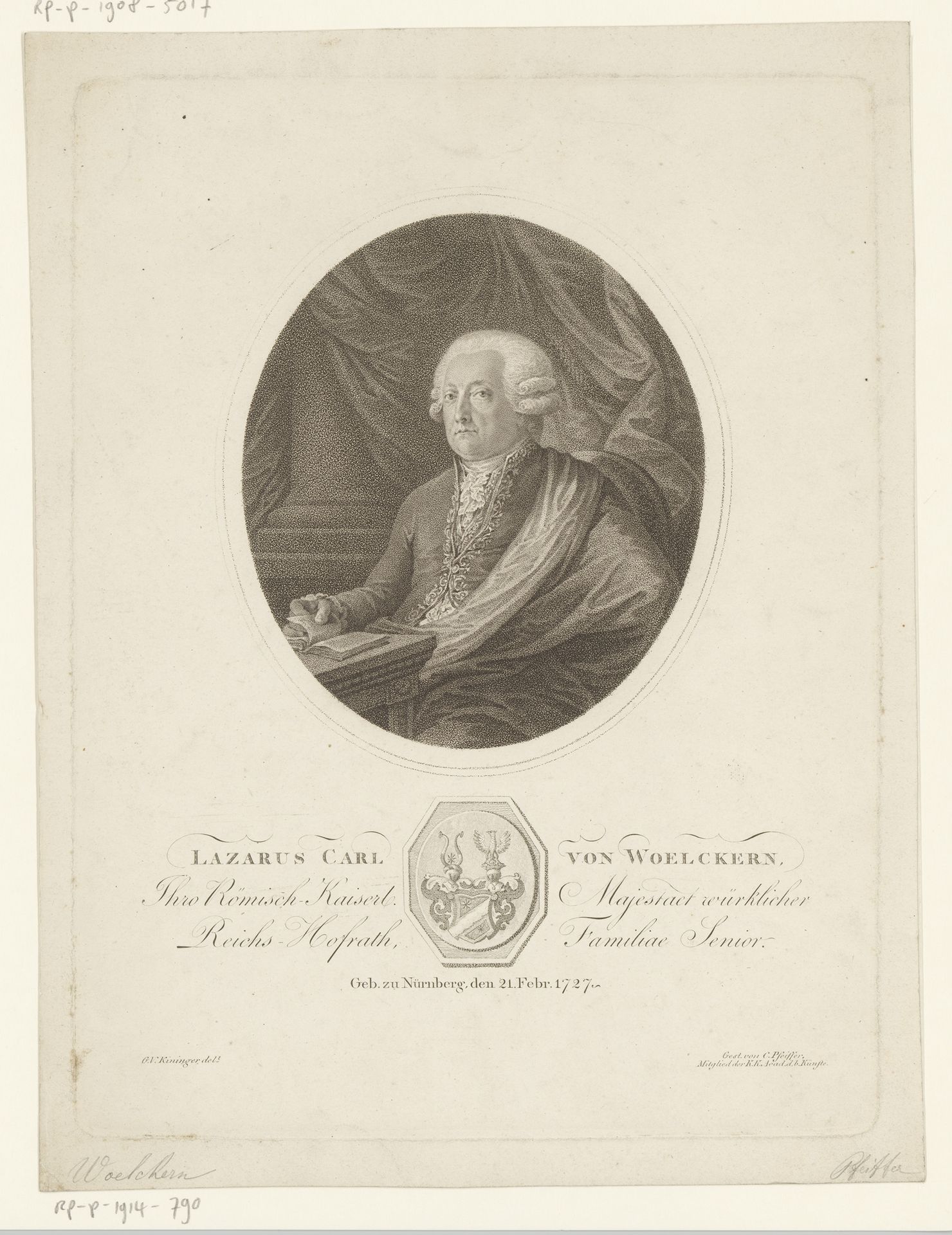 Portret van Lazarus Karl von Wölckern by Carl Hermann Pfeiffer