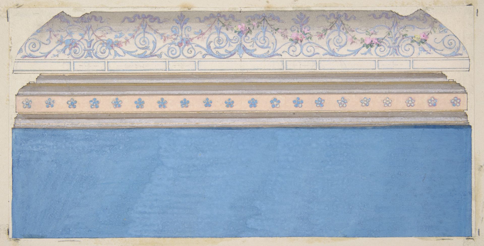 Design for the decoration of a ceiling cove and moulding by Jules-Edmond-Charles Lachaise