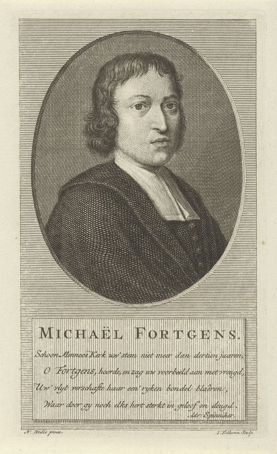 Portret van Michael Fortgens by Jacob Folkema