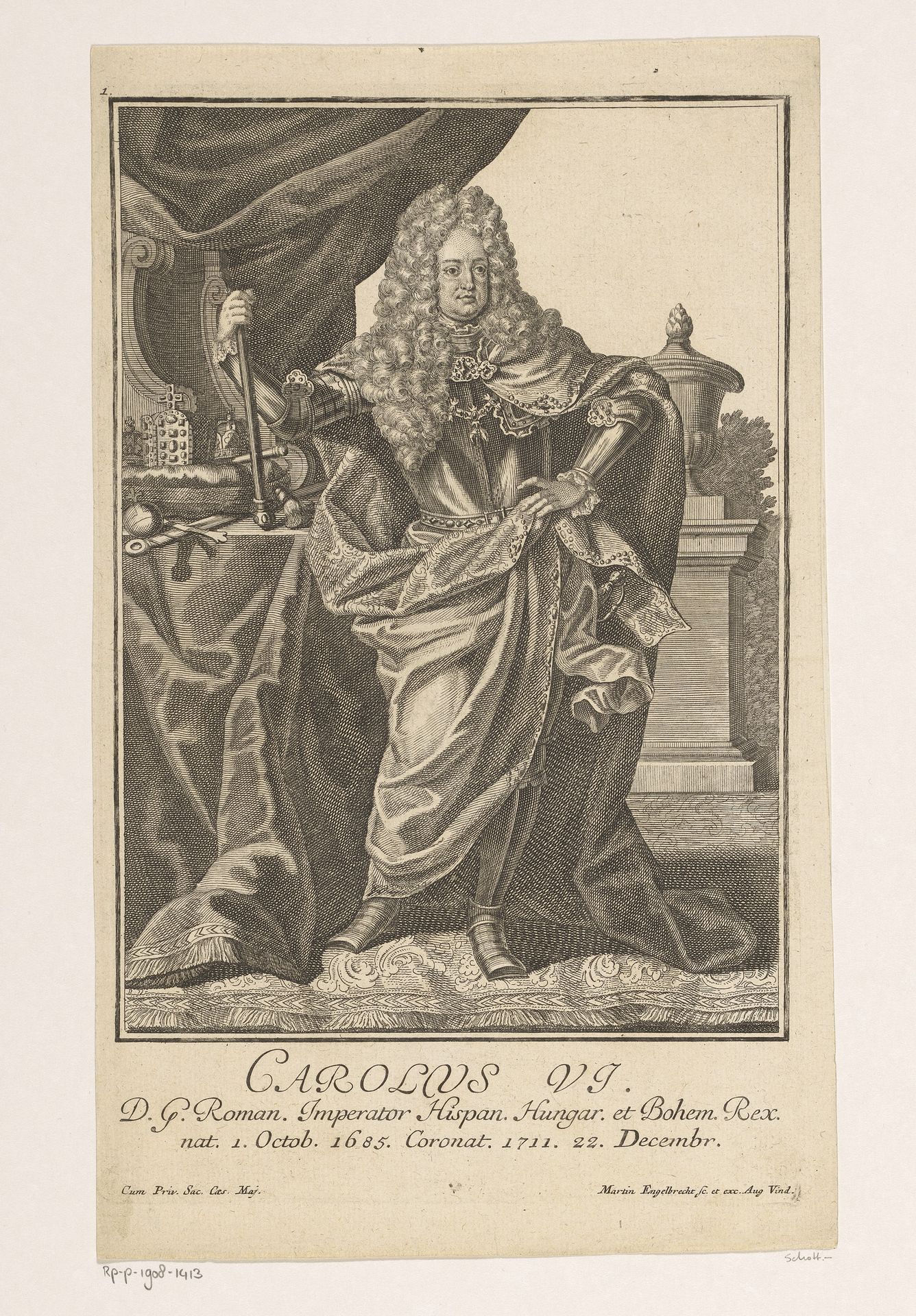 Portret van Karel VI, keizer van het Heilige Roomse Rijk by Martin Engelbrecht