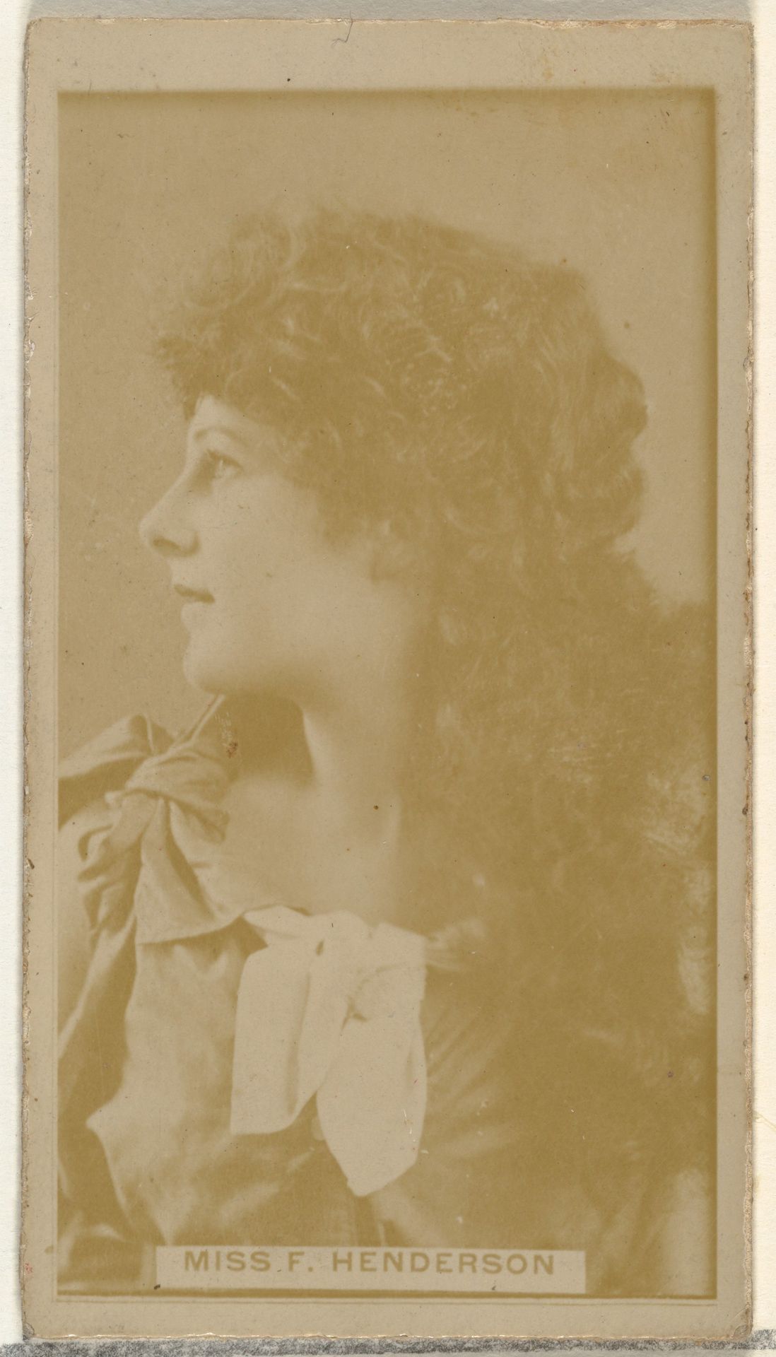 Miss F. Henderson, from the Actors and Actresses series (N145-8) issued by Duke Sons & Co. to promote Duke Cigarettes by W. Duke, Sons & Co.