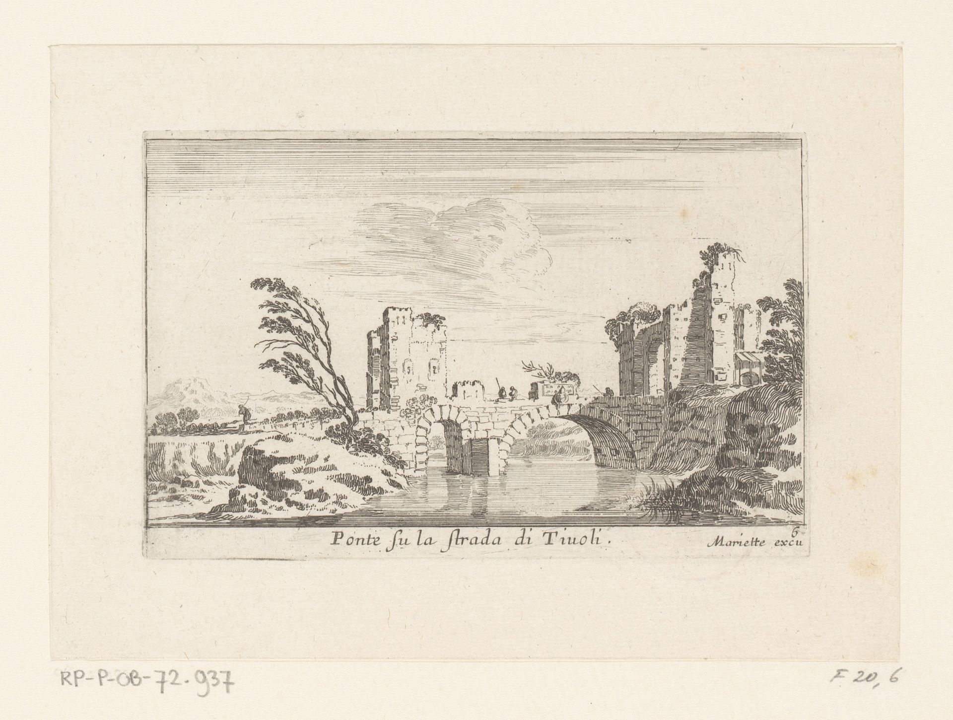 Gezicht op een brug in Tivoli by Israel Silvestre