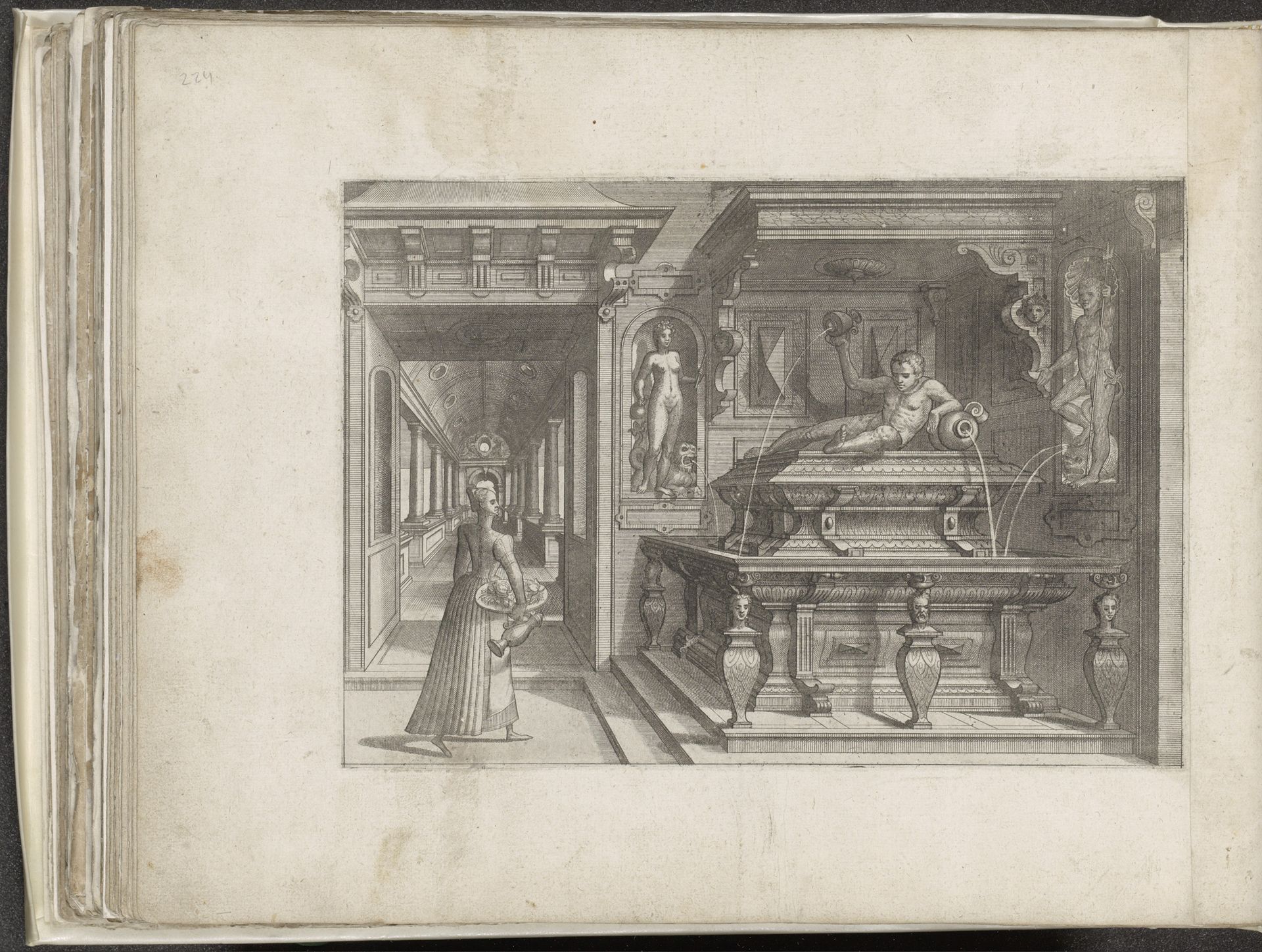 Fontein in de vorm van een tombe by Joannes van (I) Doetechum