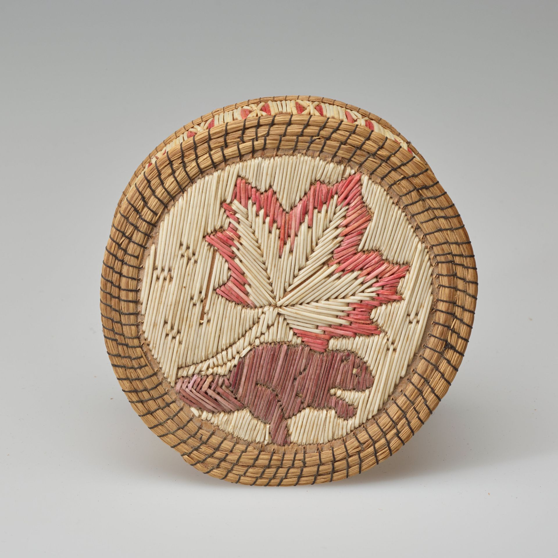Covered quillwork box by Anishinaabe