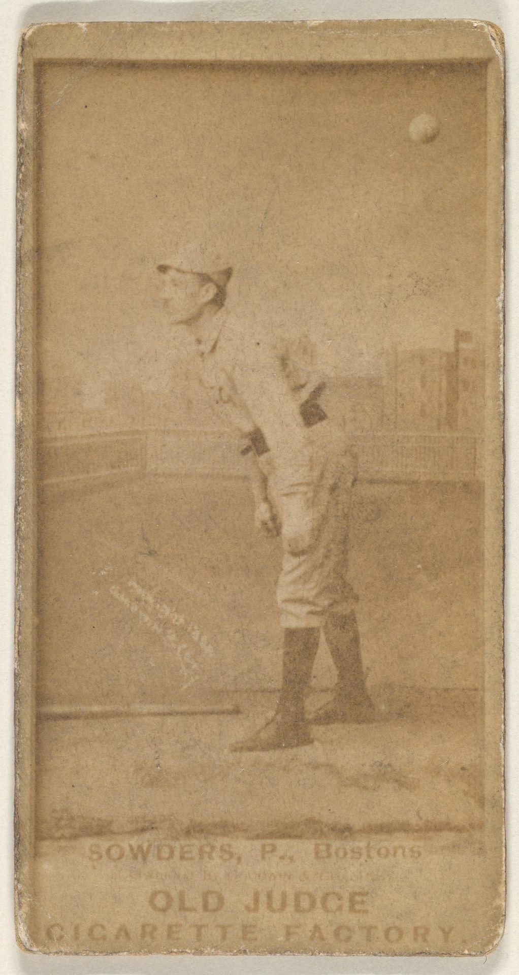 Sowders, Pitcher, Boston, from the Old Judge series (N172) for Old Judge Cigarettes by Goodwin & Company