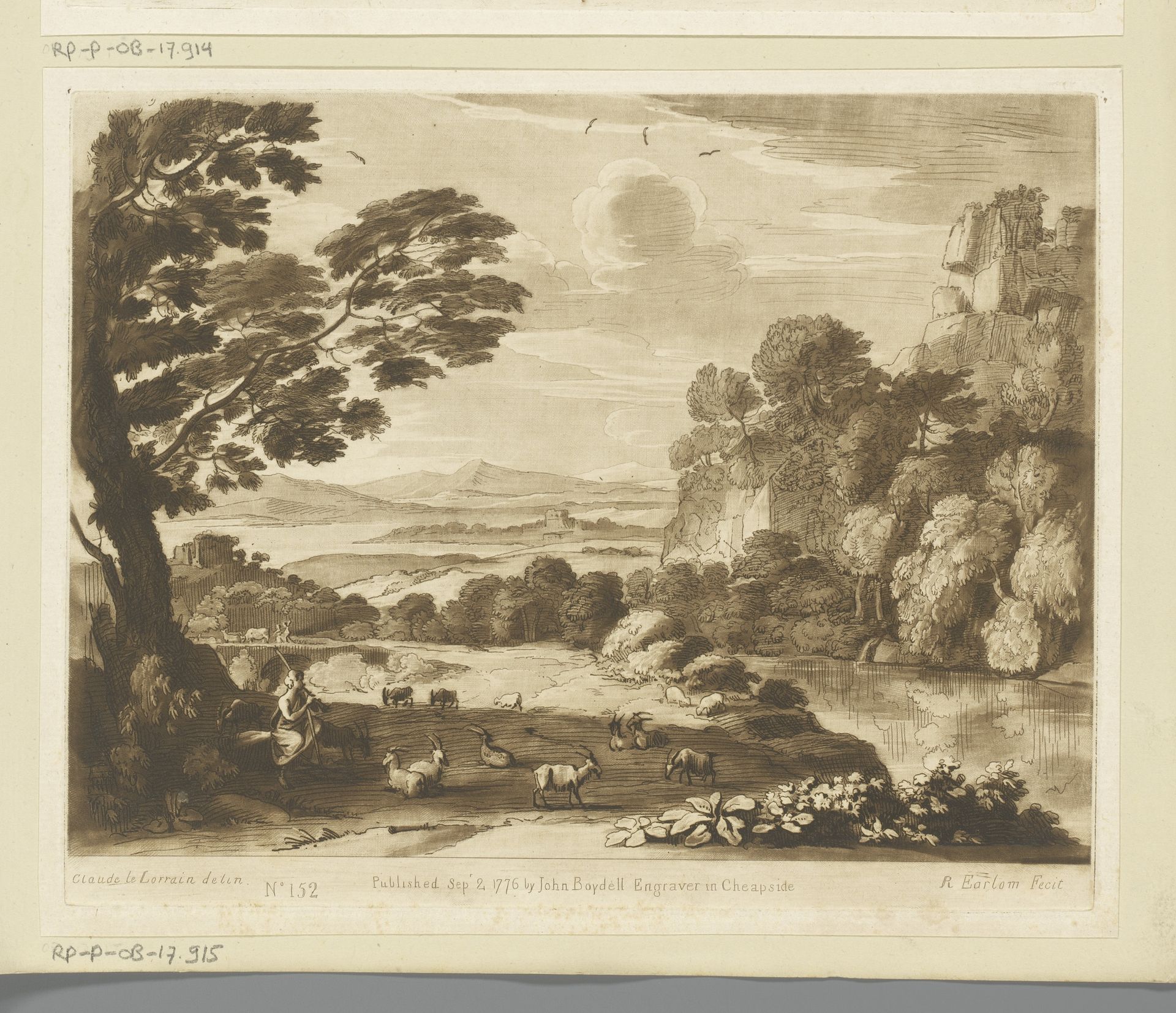 Landschap met Apollo die het vee bewaakt by Richard Earlom