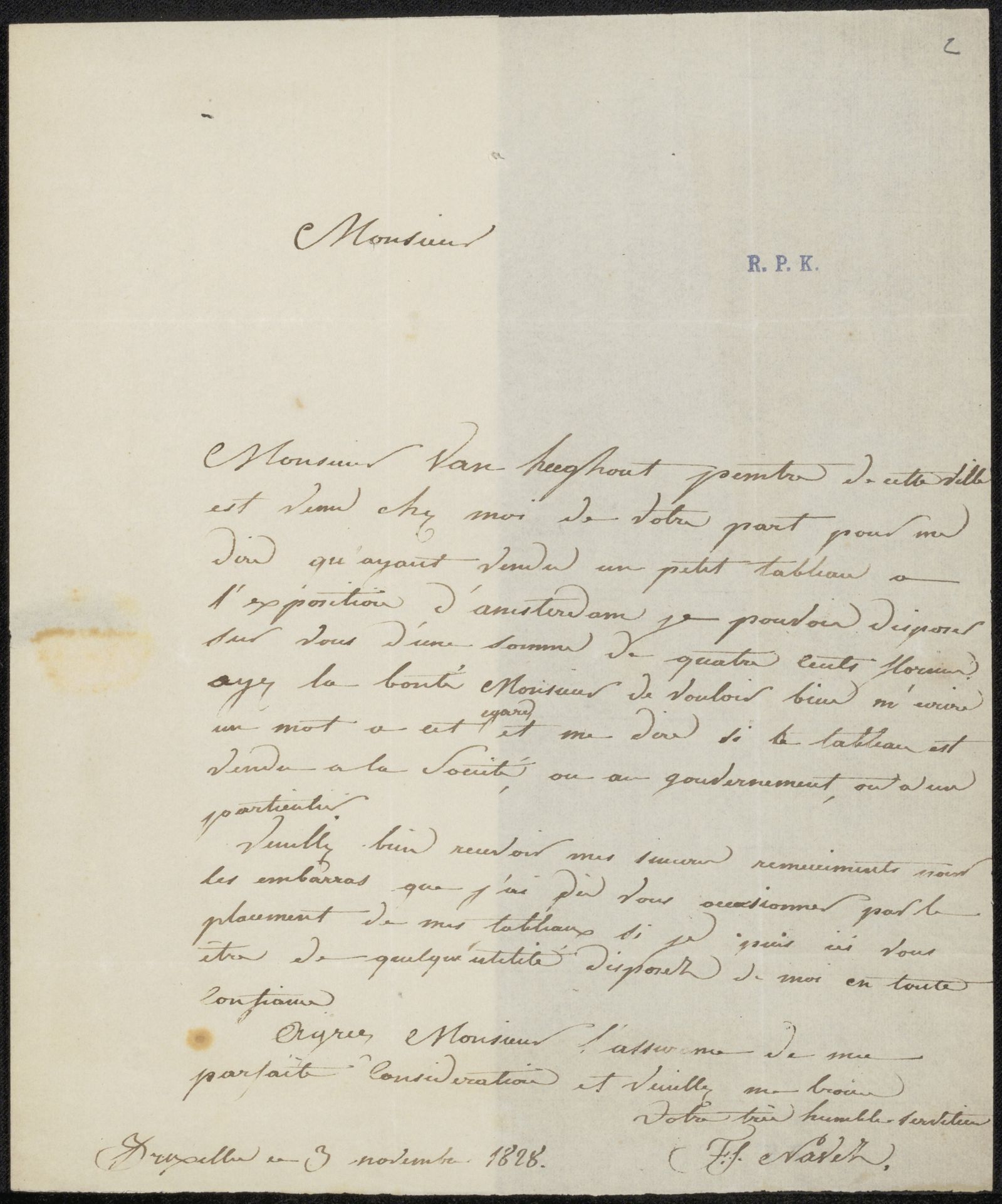 Brief aan anoniem by François Joseph Navez
