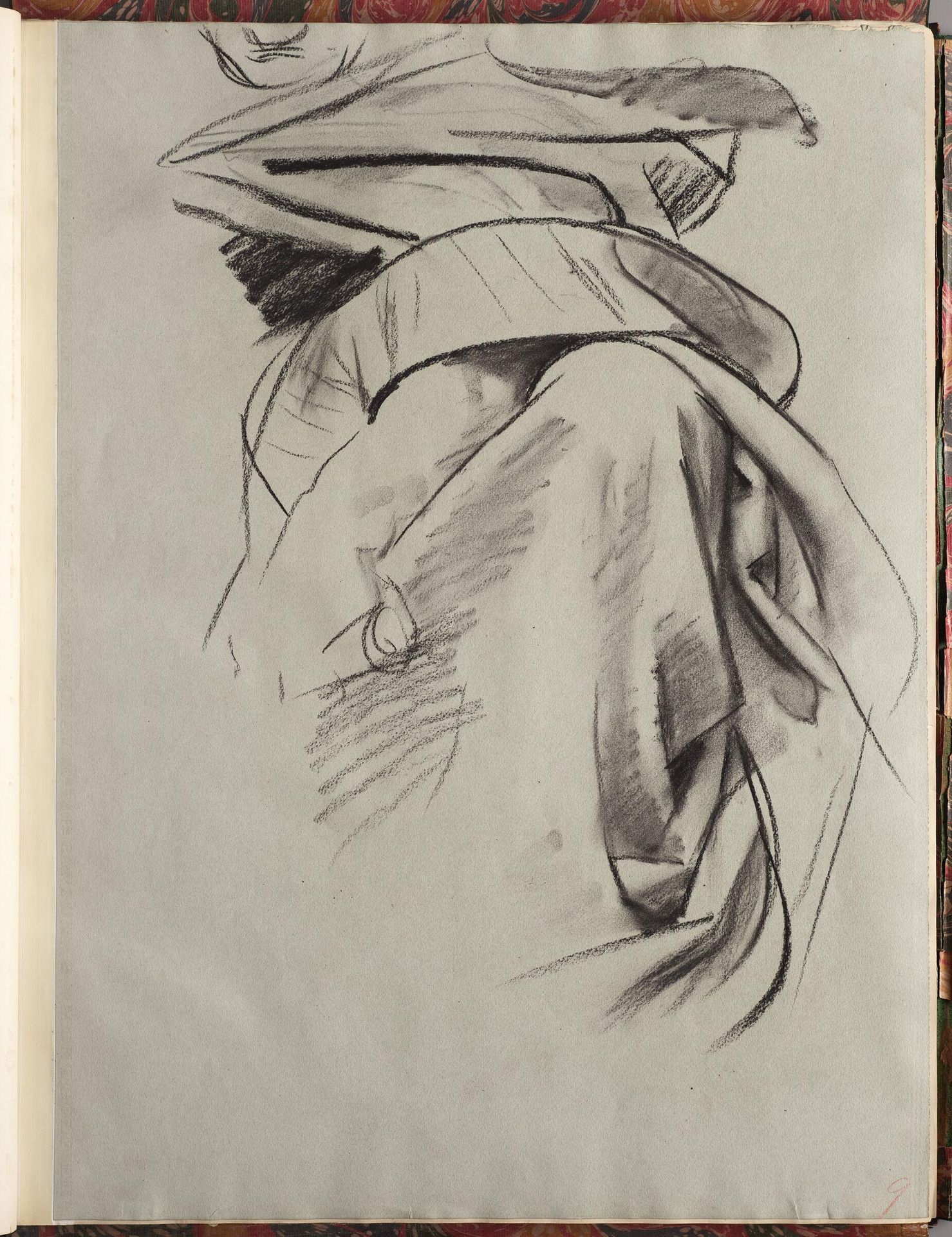 Study of Draped Knees for the Law; verso: Sketch for Warrior Angels at Right, both for "Israel and the Law," Boston Public Library by John Singer Sargent