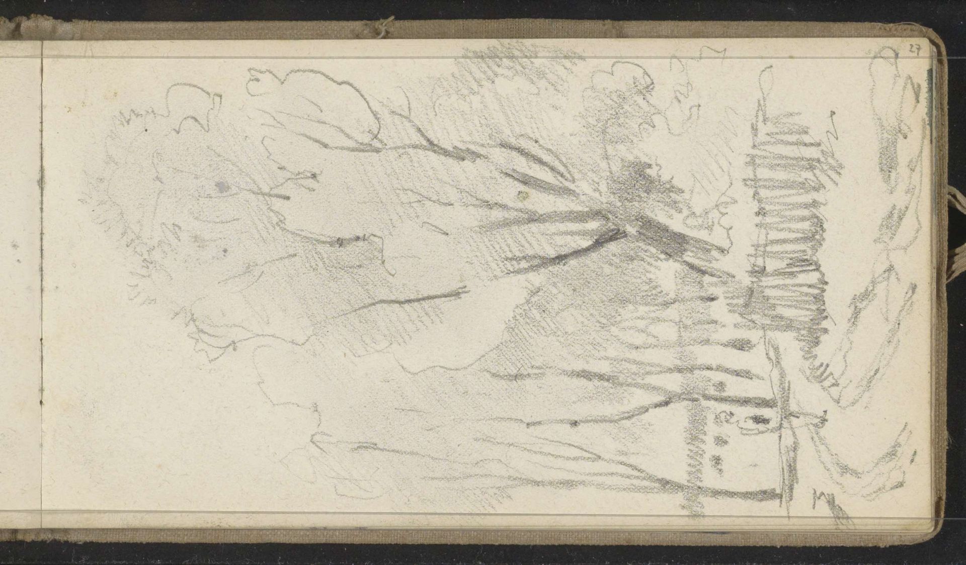 Man op een landweg met bomen by Willem Cornelis Rip