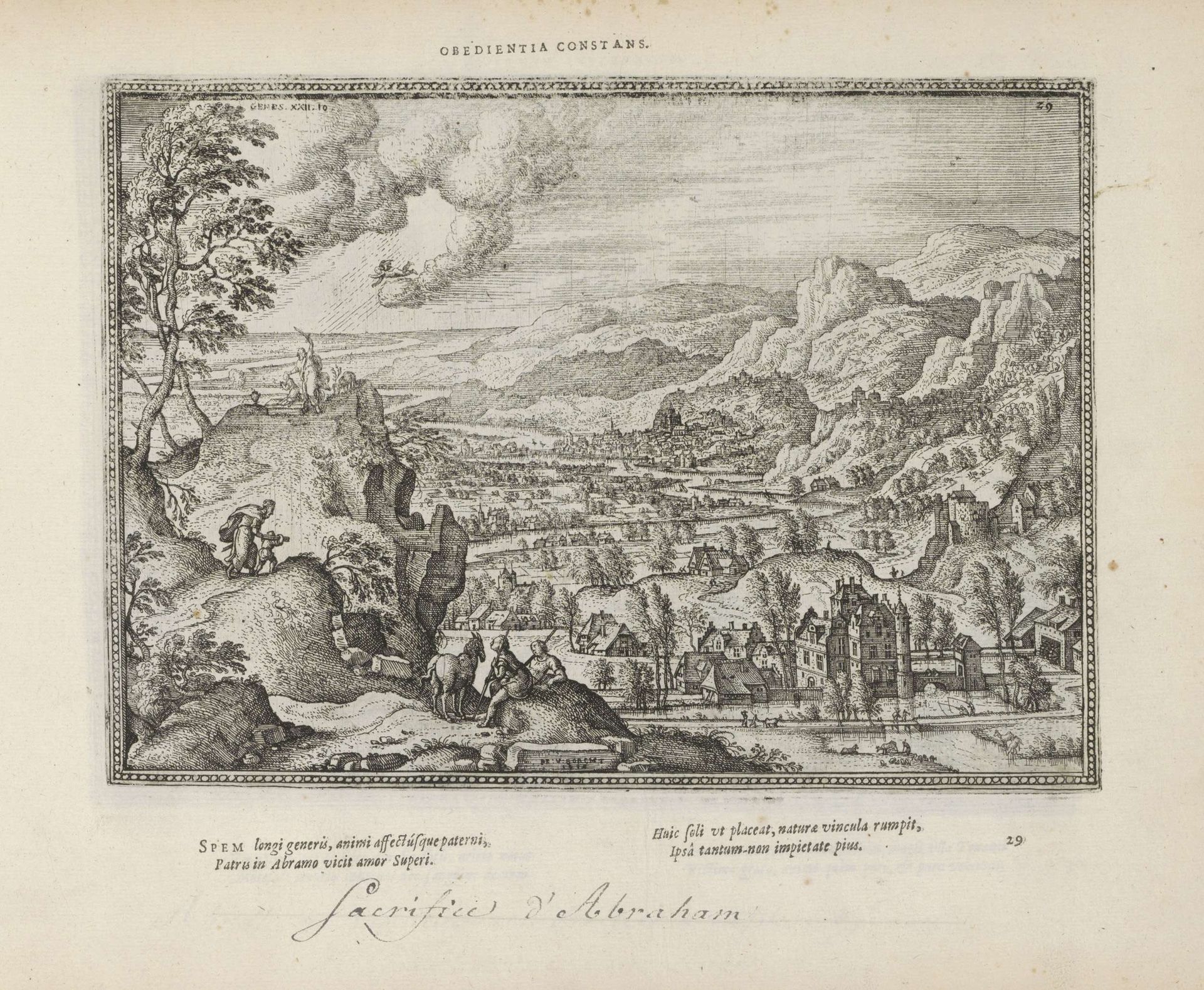 Landschap met het offer van Isaak by Pieter van der (I) Borcht