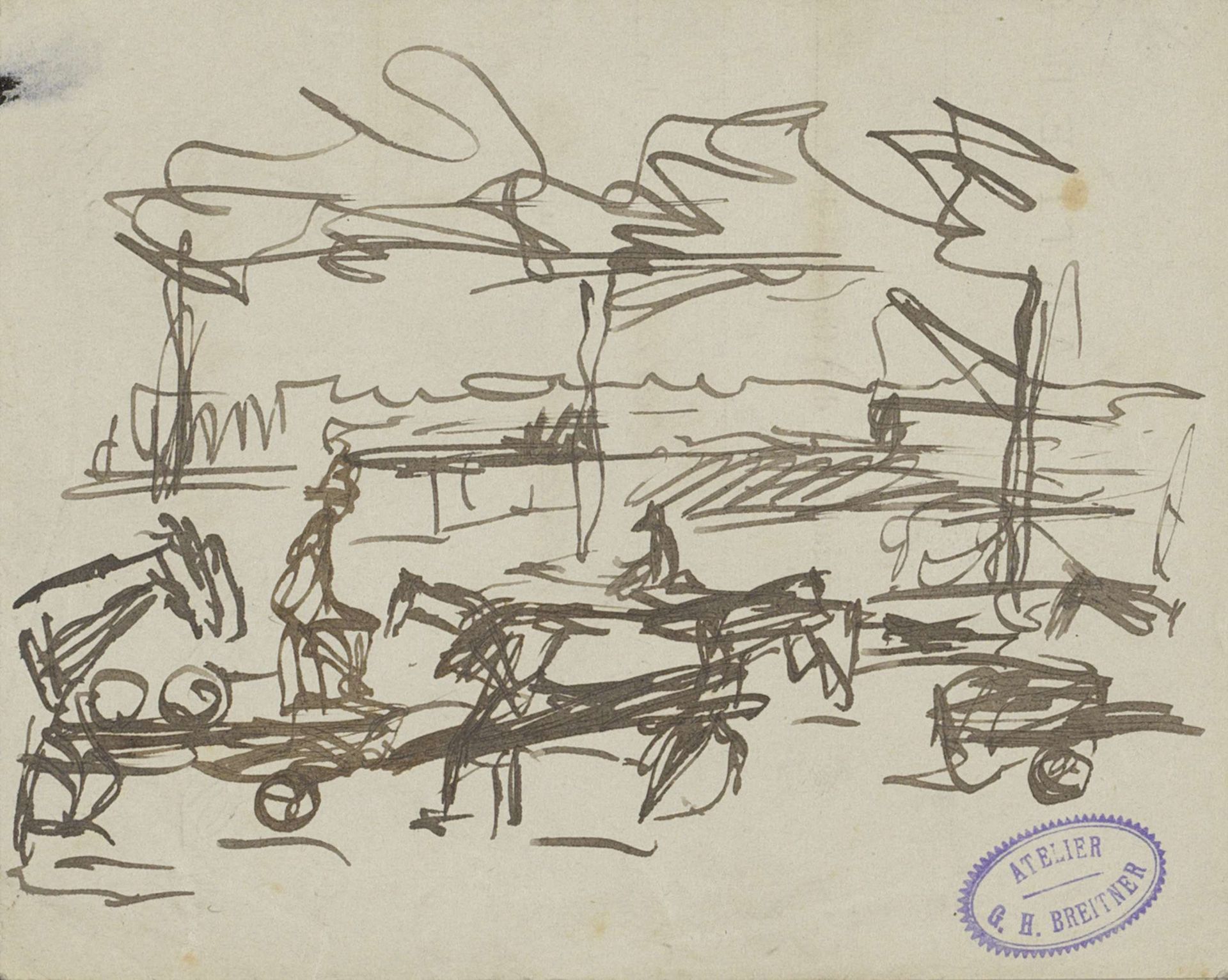 Landschap met bereden artillerie by George Hendrik Breitner