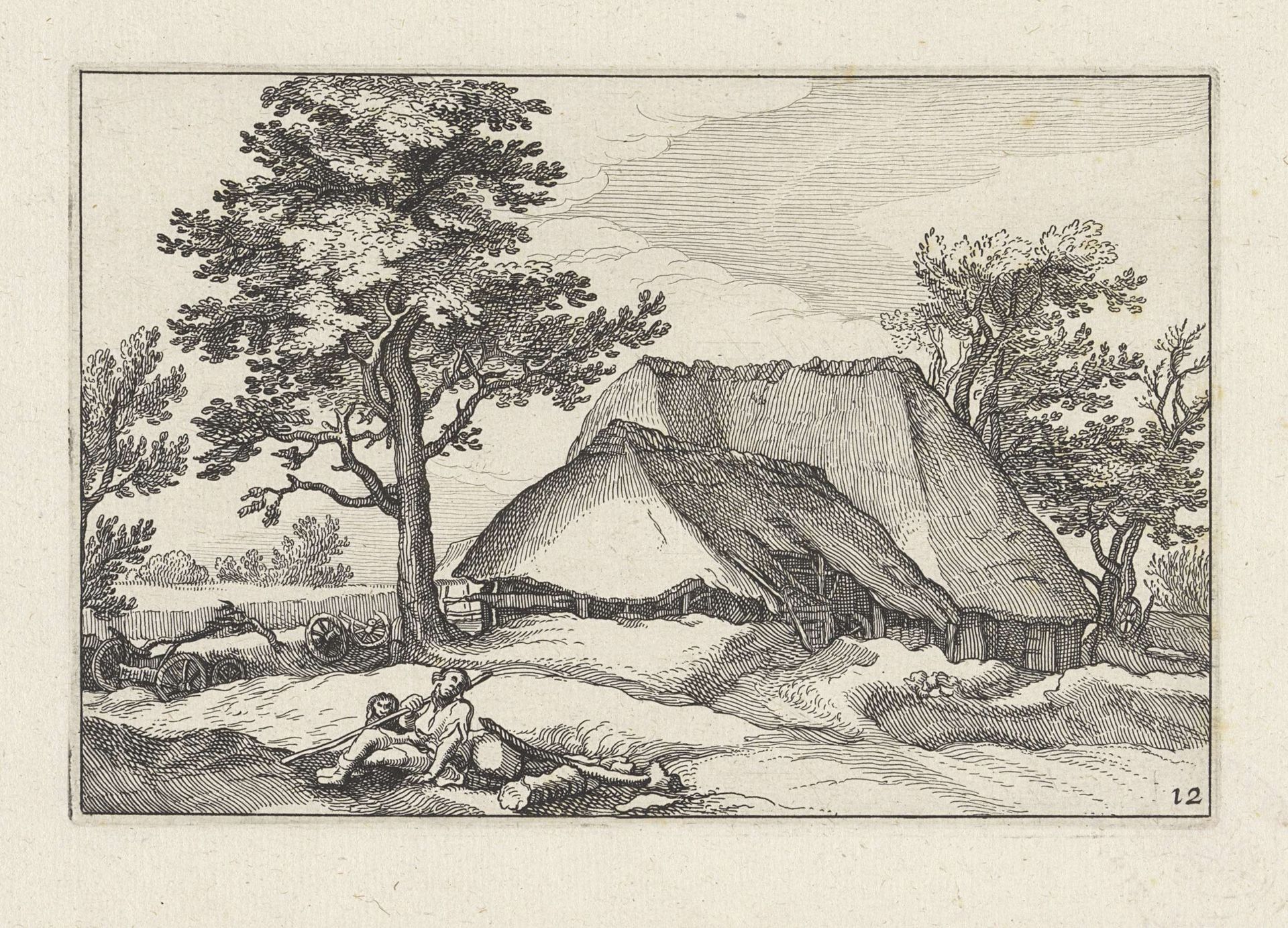 Boerderij en herder met zijn hond by Claes Jansz. Visscher