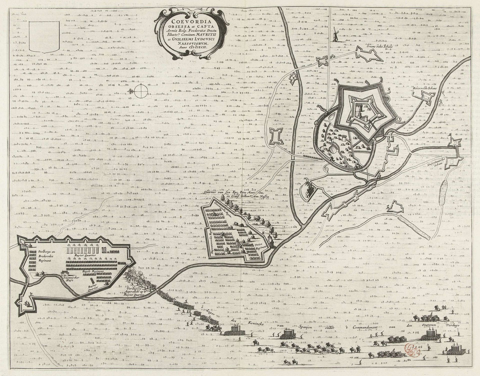 Kaart van het belegerde Coevorden, 1592 by Anonymous