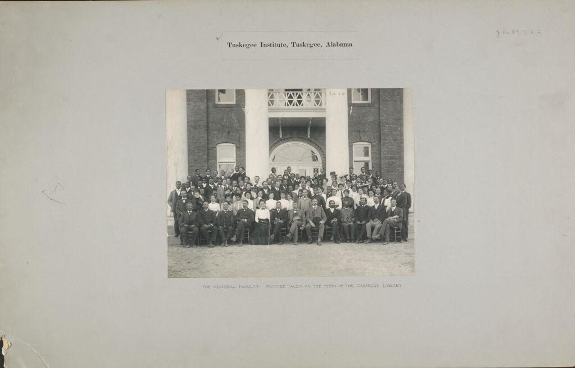 Races, Negroes: United States. Alabama. Tuskegee. Tuskegee Institute: Tuskegee Institute, Tuskegee, Alabama: The General Faculty - Picture taken on the steps of the Carnegie Library. by ? Frances Benjamin Johnston