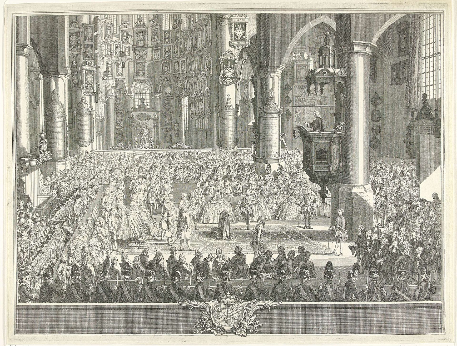 Huwelijk van Karel Christiaan van Nassau-Weilburg en Carolina, prinses van Oranje-Nassau, 1760 by Simon Fokke