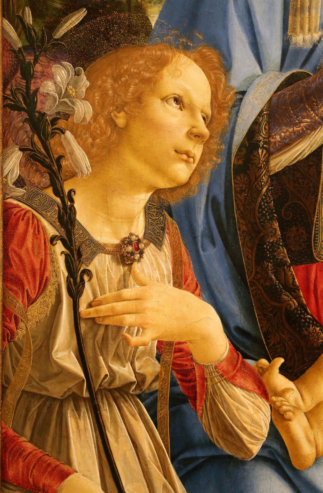 Virgin and Child with Two Angels (detail) by Andrea del Verrocchio