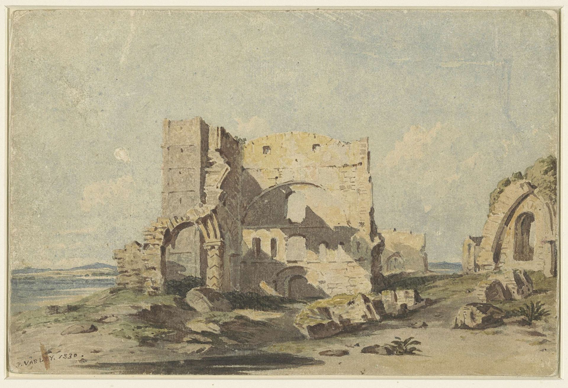 Lindisfarne Abbey op Holy Island, Northumberland by John Varley