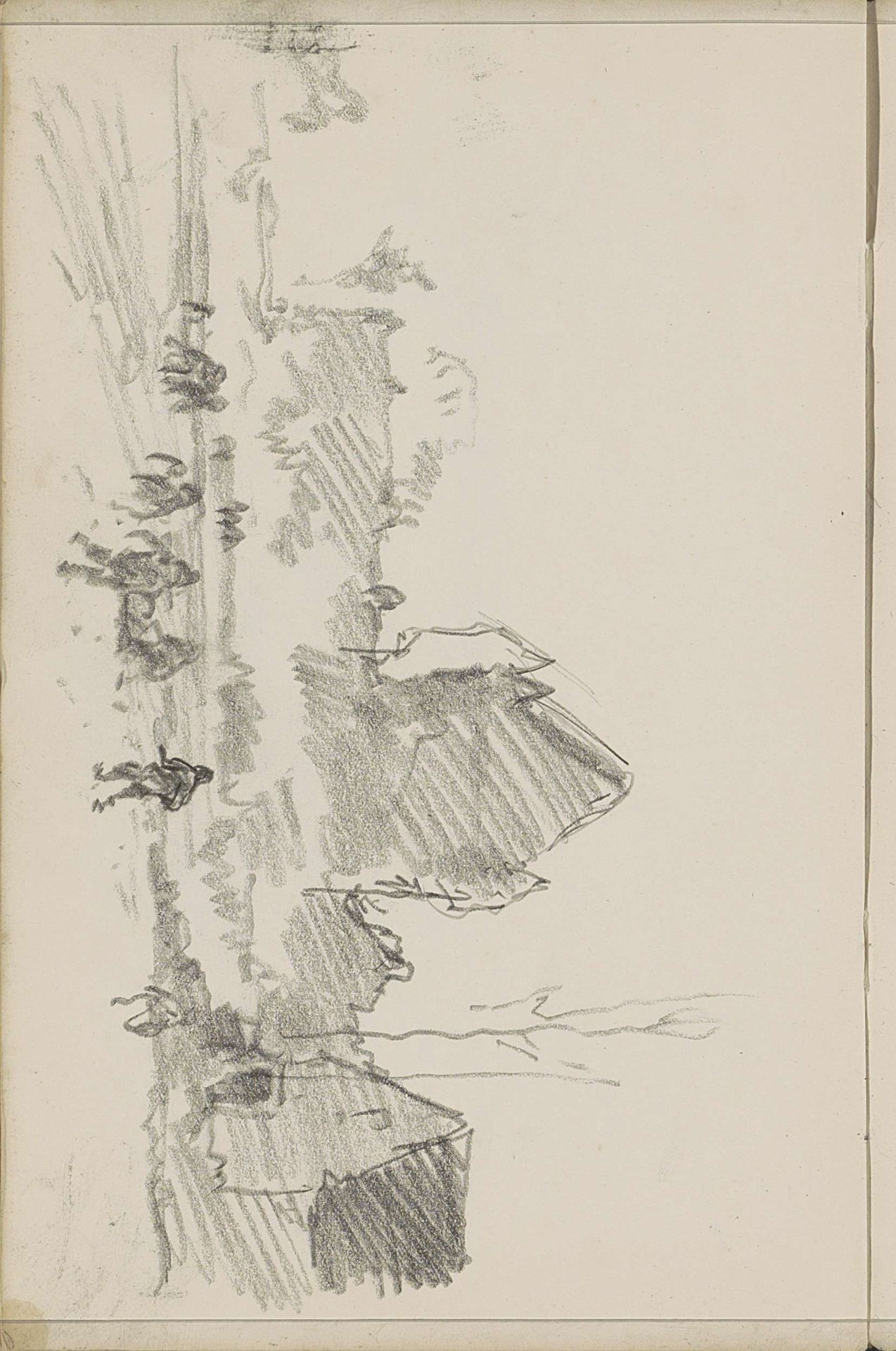 Figuren op een open veld bij een gebouw met vier torens by Cornelis Vreedenburgh