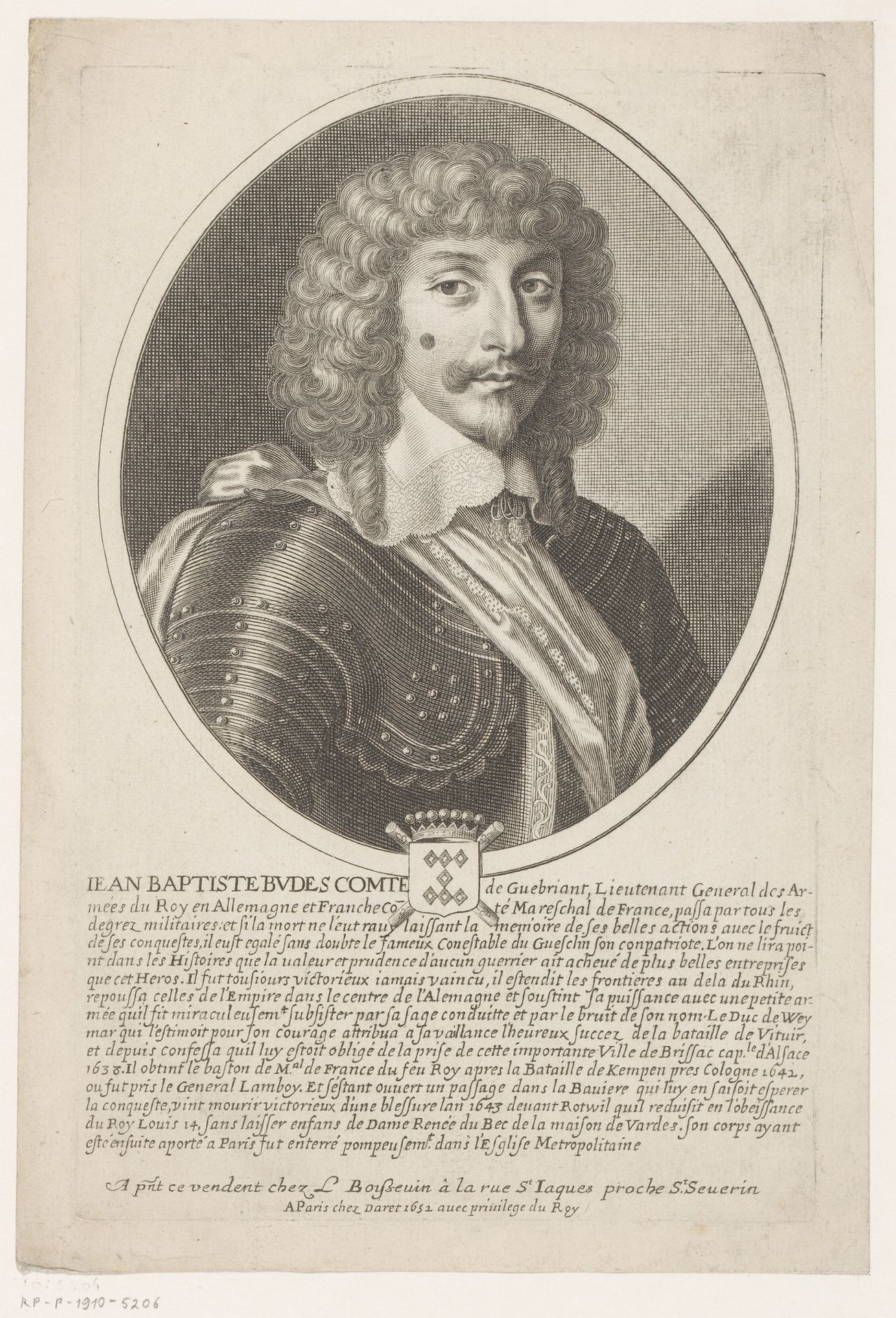 Portret van Jean-Baptiste Budes de Guébriant by Jean Frosne