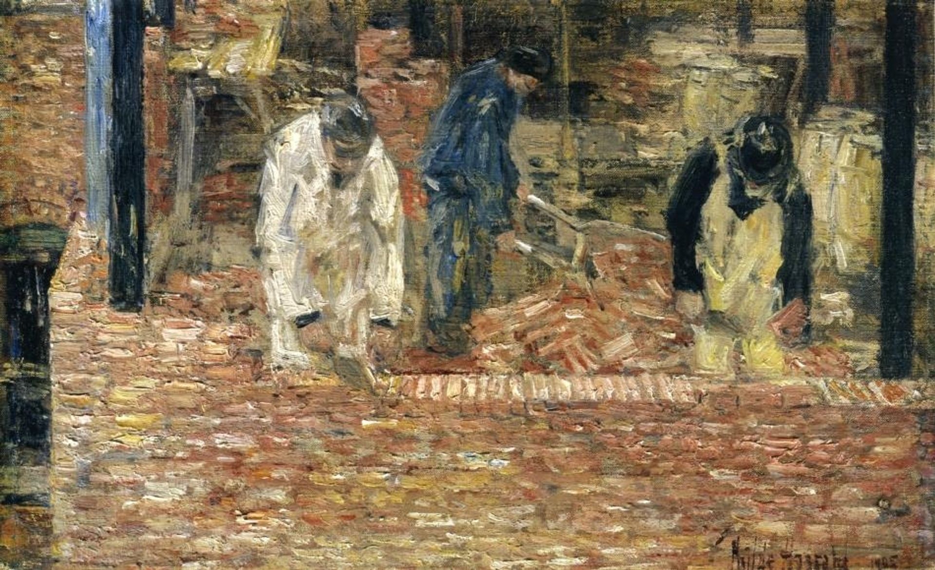 The Bricklayers by Childe Hassam