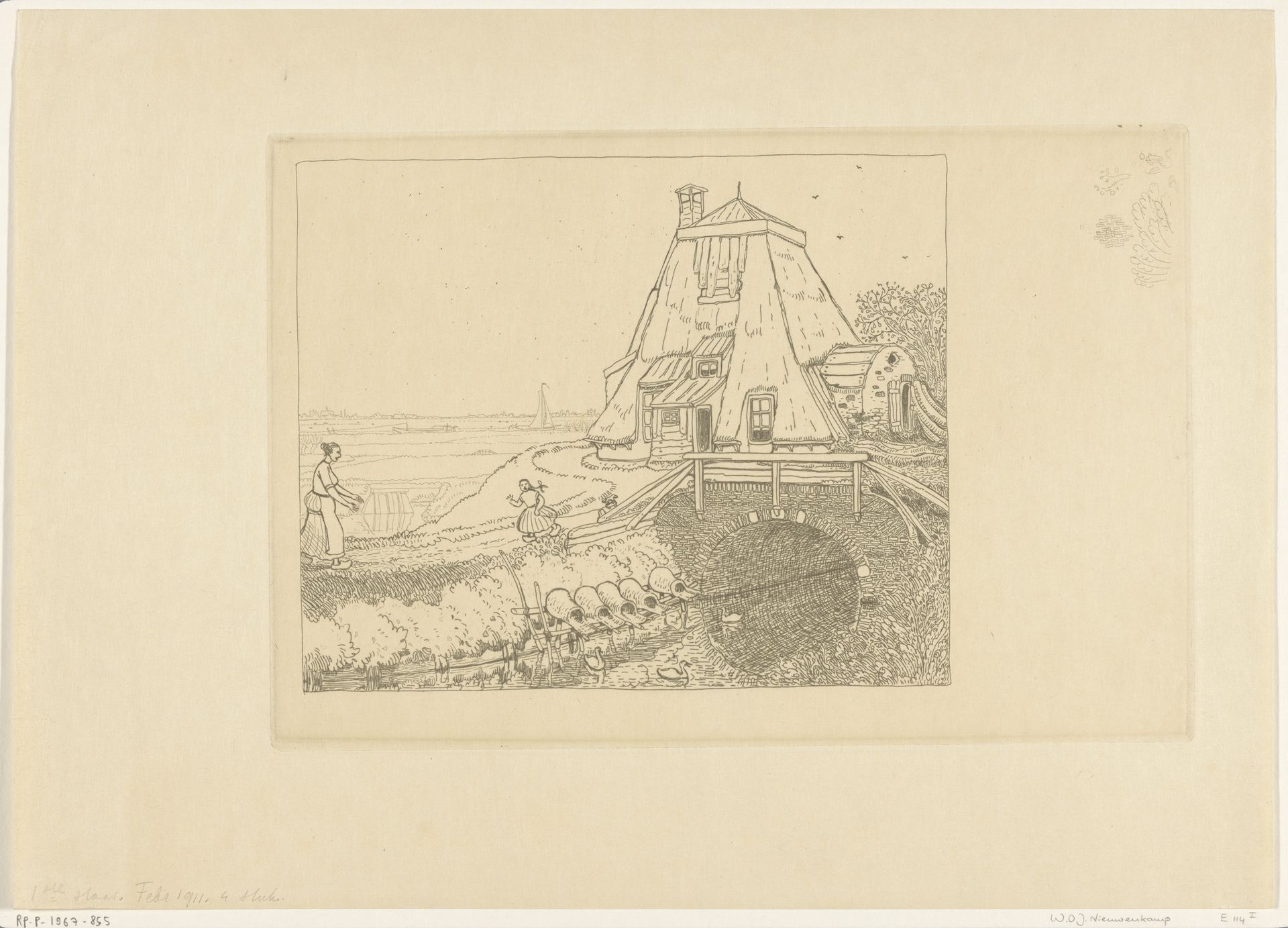 Onderstuk van een watermolen bij Gouda by Wijnand Otto Jan Nieuwenkamp