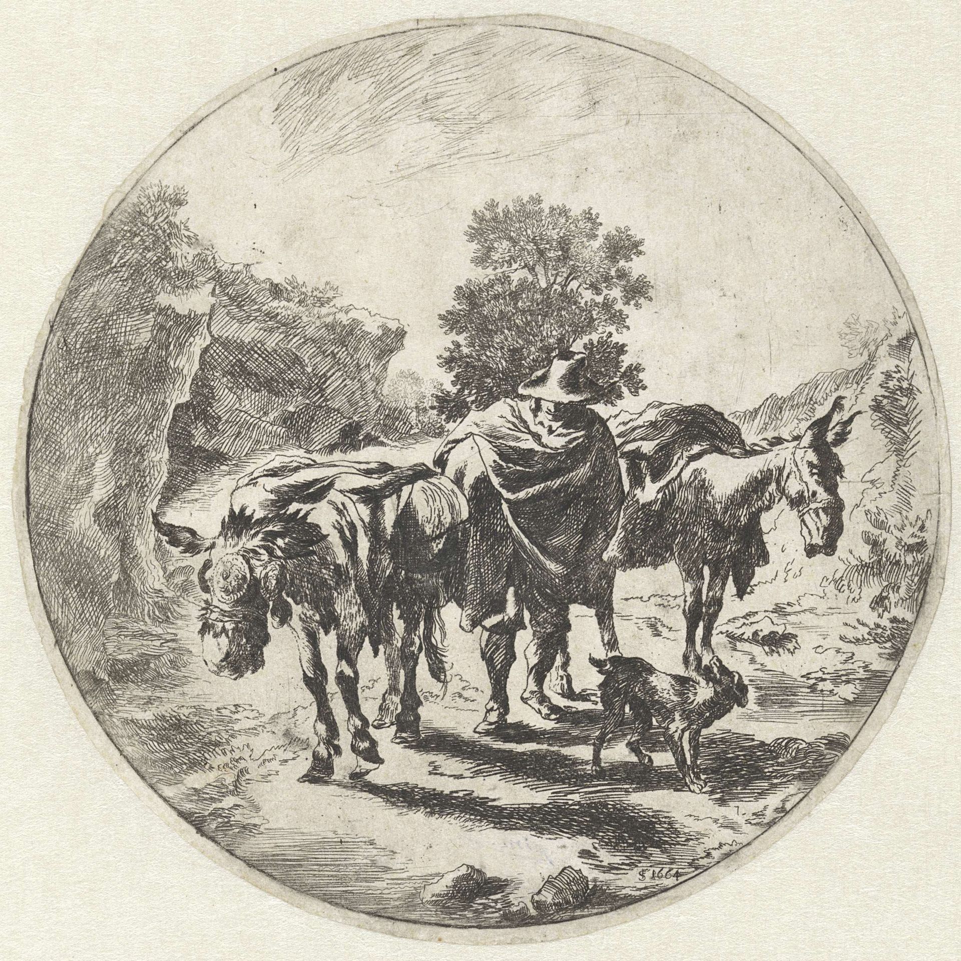 Man met ezels by Jan Frans Soolmaker