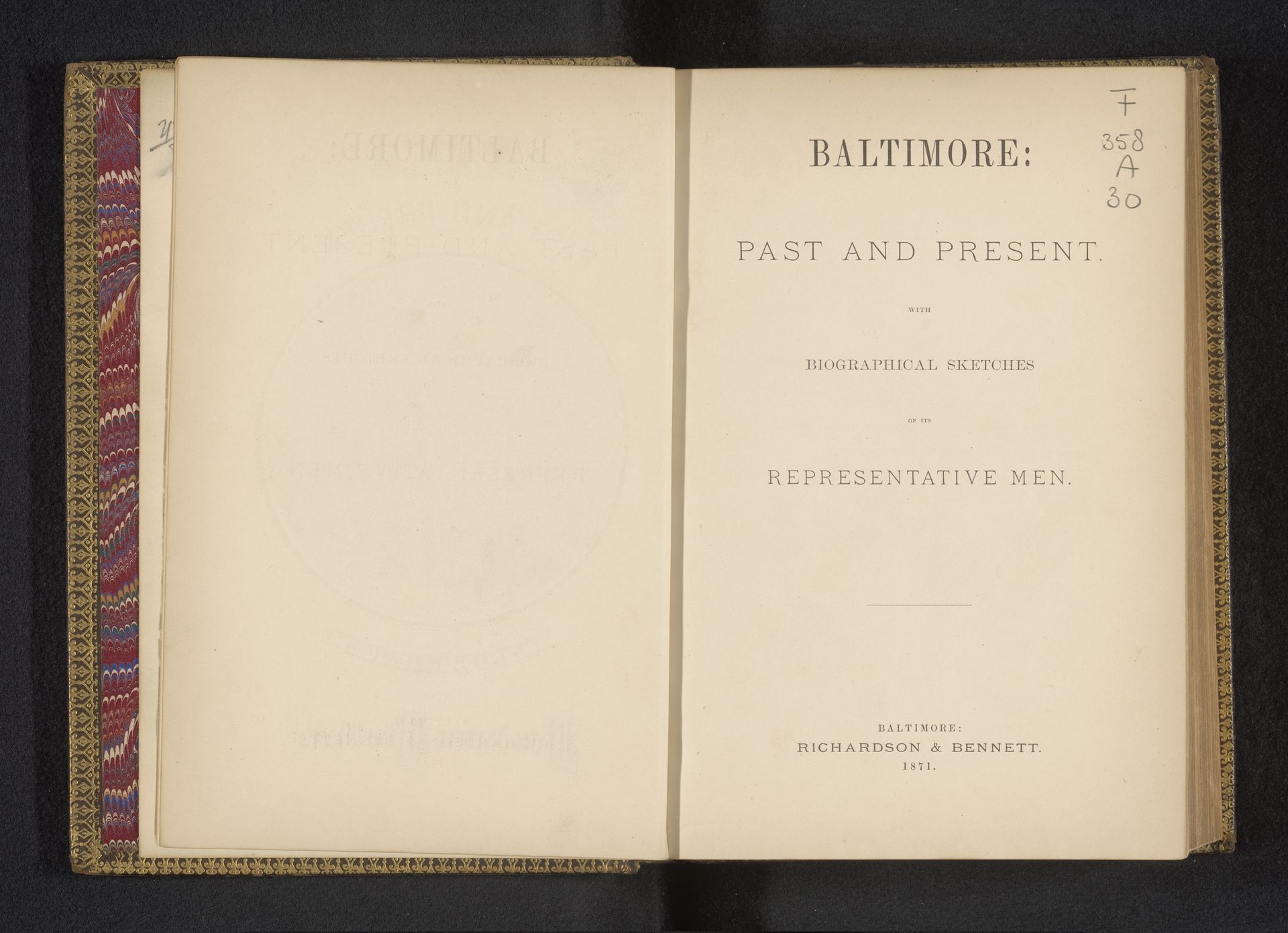 Baltimore : past and present with historial sketches of its representative men by Richardson and Bennett