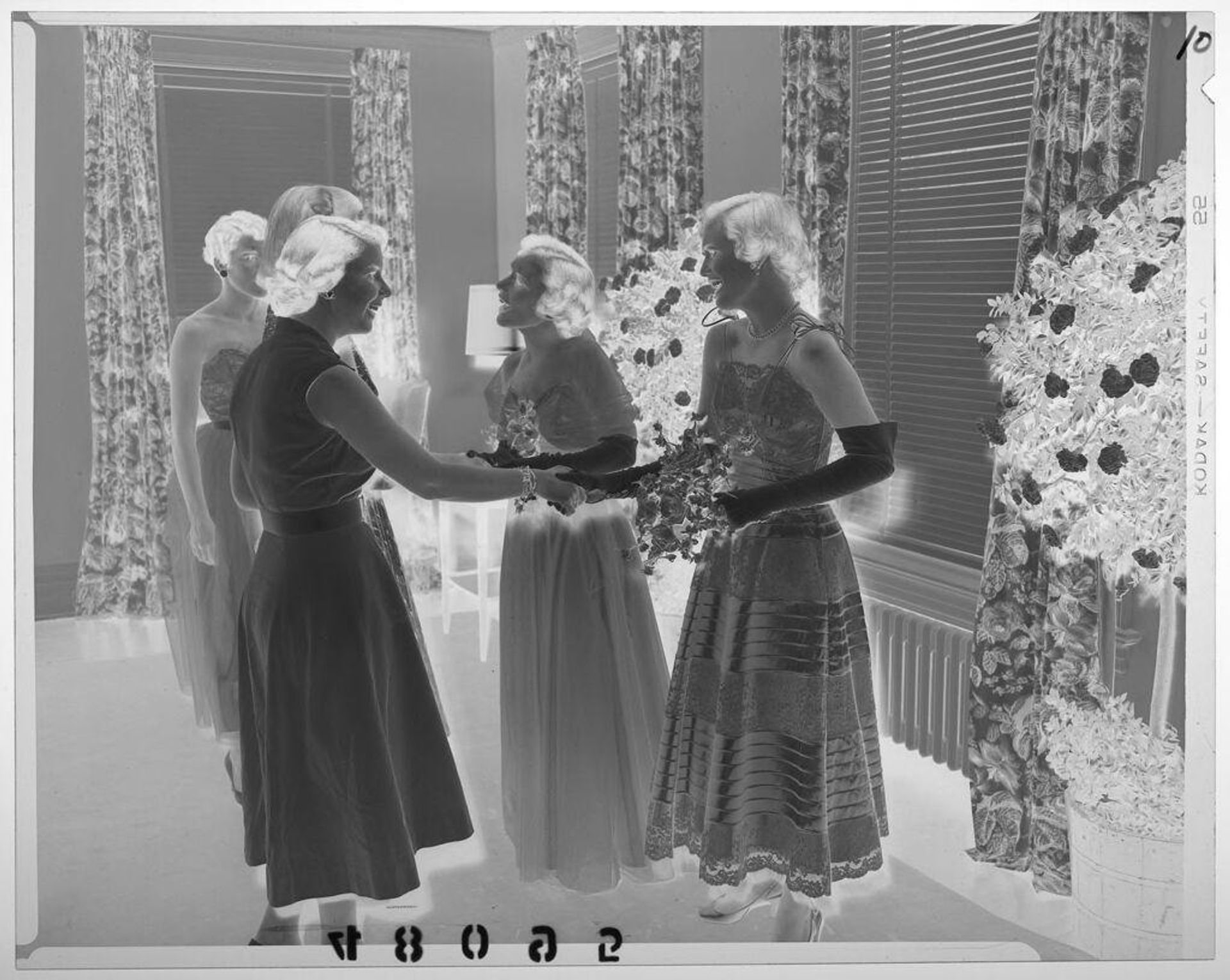 Untitled (group of women shaking hands in fancy room at party) by Martin Schweig