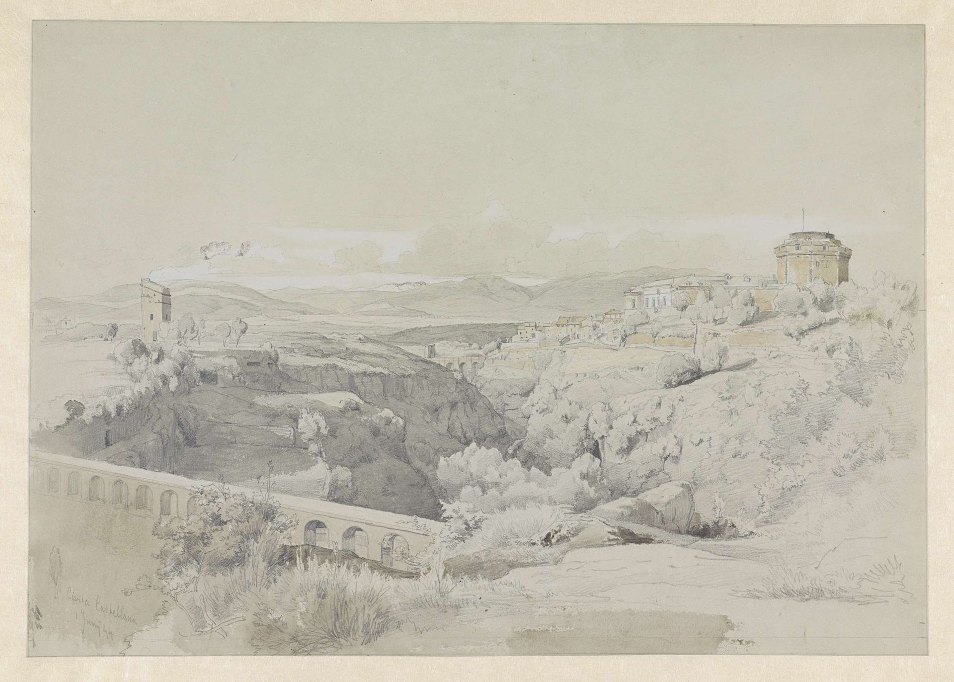 Gezicht op Civita Castellana by Pierre Louis Dubourcq