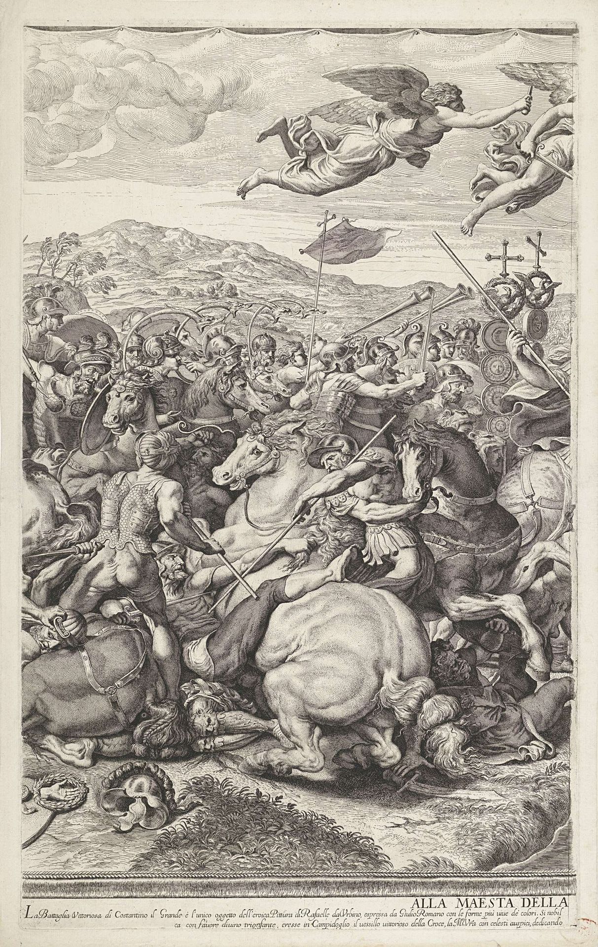 Slag bij de Milvische brug (linker middenblad) by Pietro Aquila