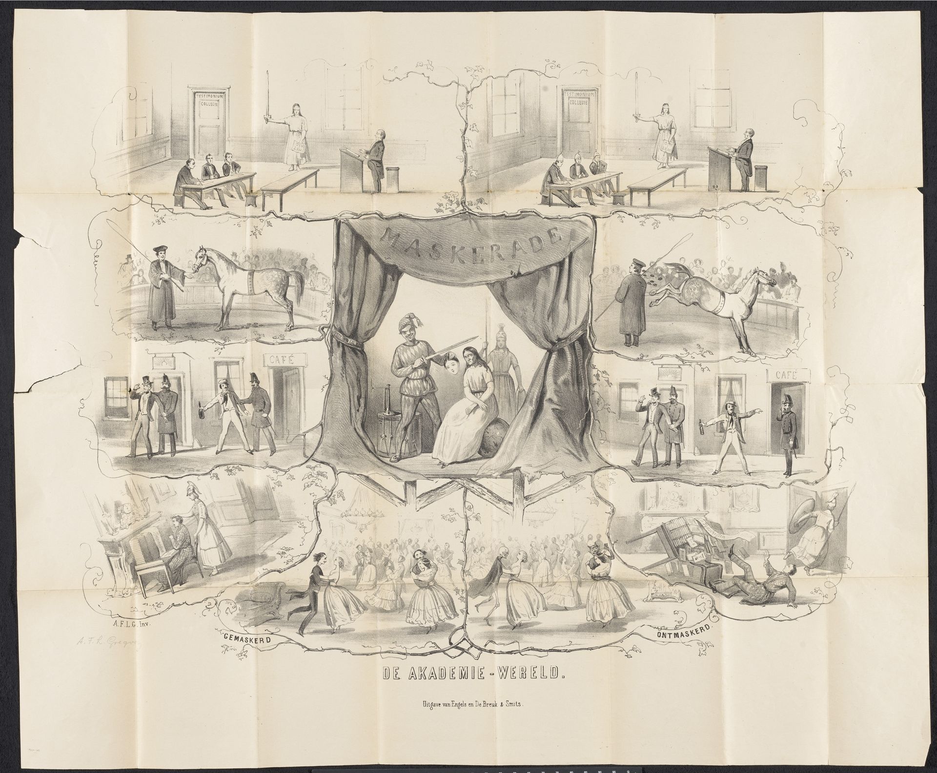 Spotprent in Leidse studentenalmanak, 1862 by Anonymous