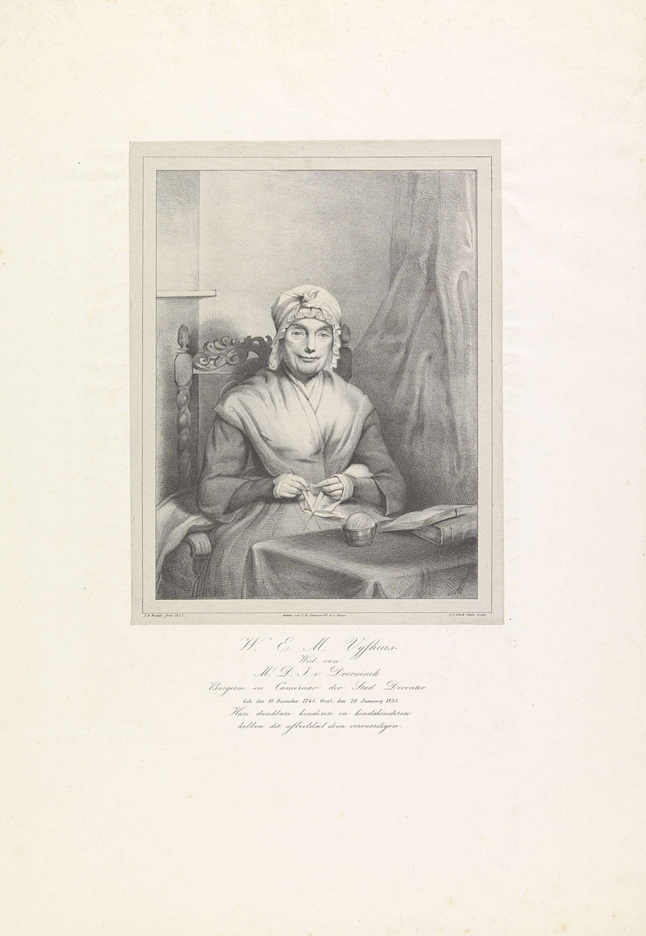 Portret van Wilhelmina Elisabeth Mechteld Vijfhuis by Isaac Cornelis Elink Sterk