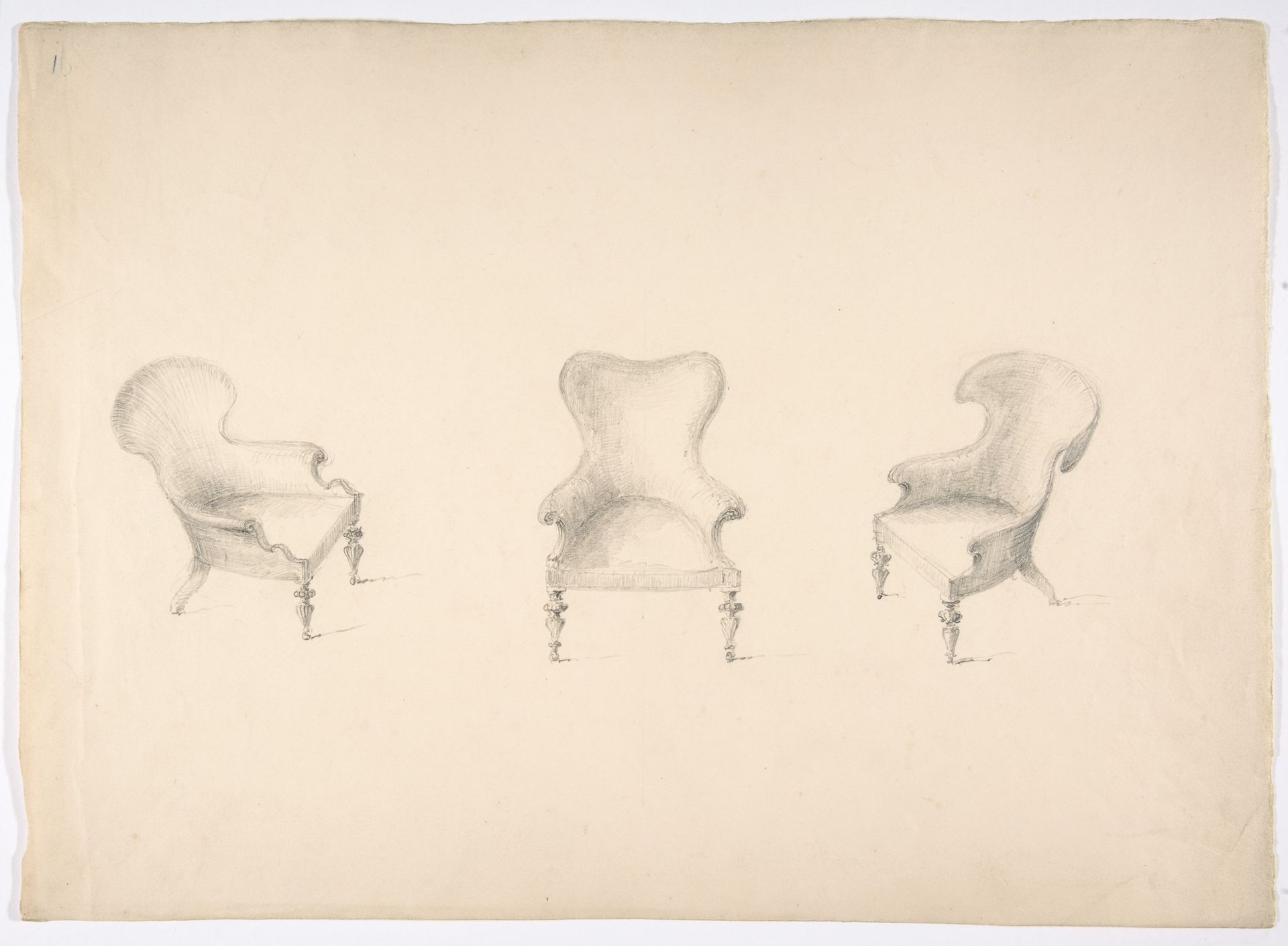 Design for Three Low Uphostered Arm Chairs by Anonymous