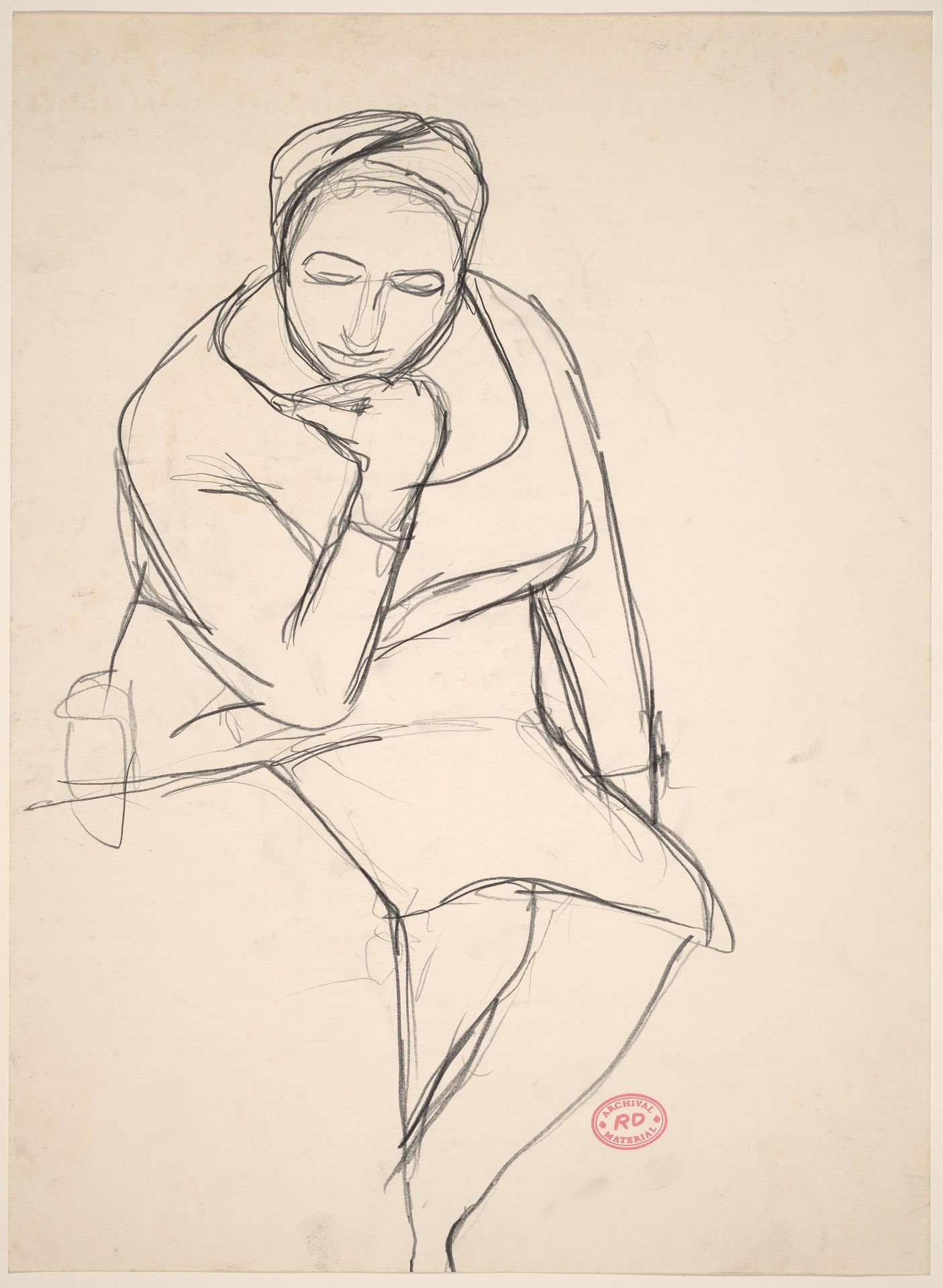 Untitled [seated woman resting her chin on her hand] by Richard Diebenkorn