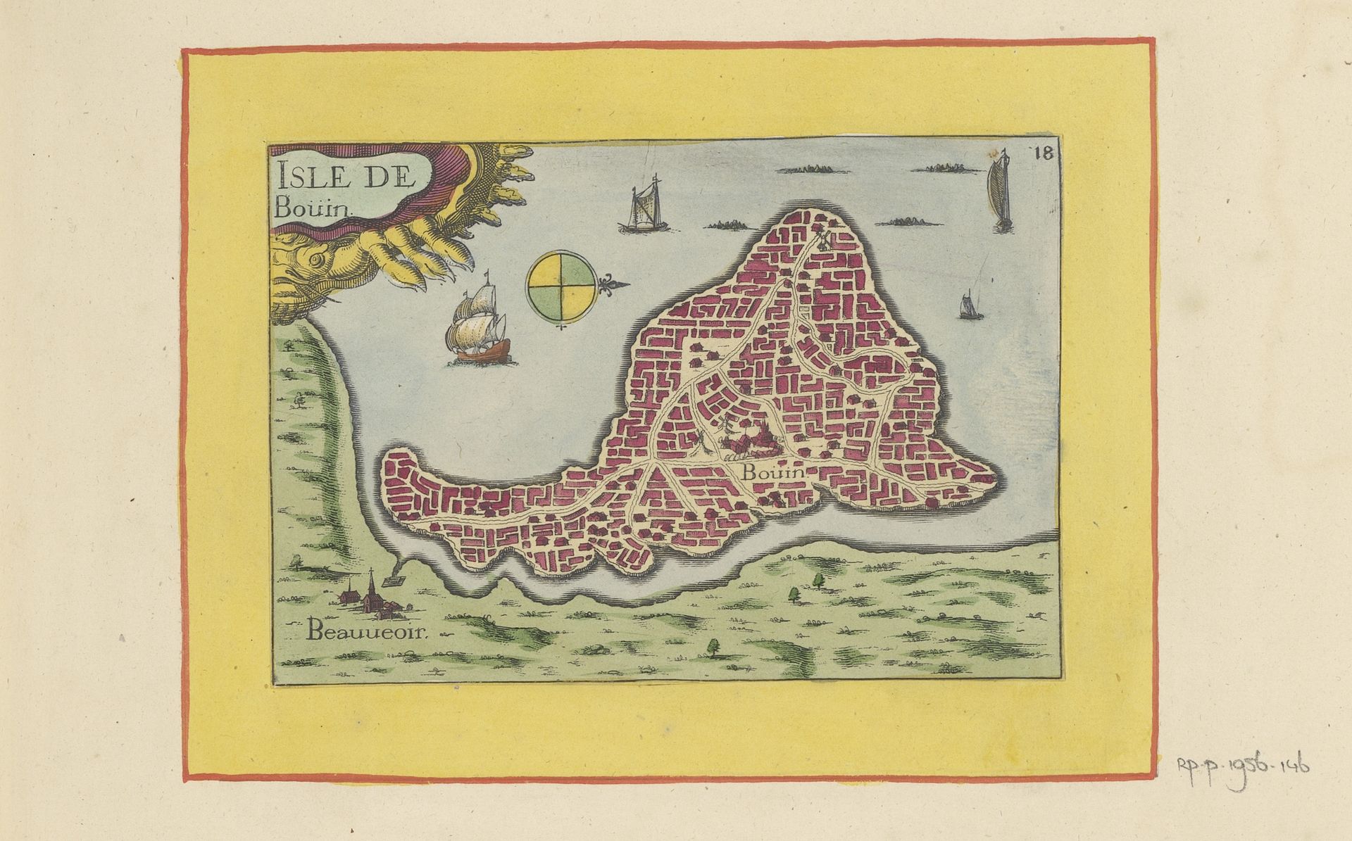 Plattegrond van een niet langer bestaand eiland bij Bouin by Anonymous