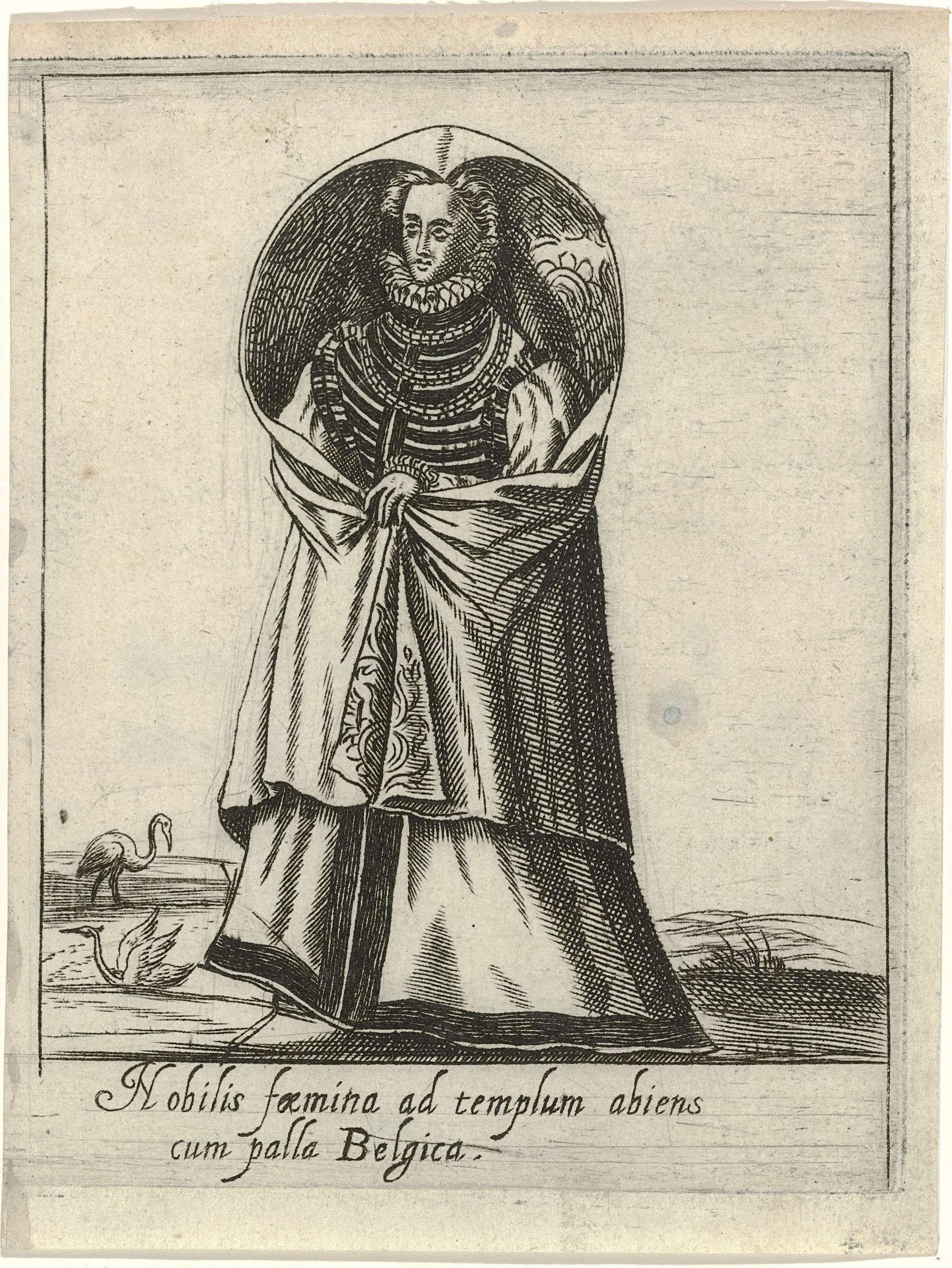 Nobilis faemina ad templum abiens cum palla Belgica by Anonymous