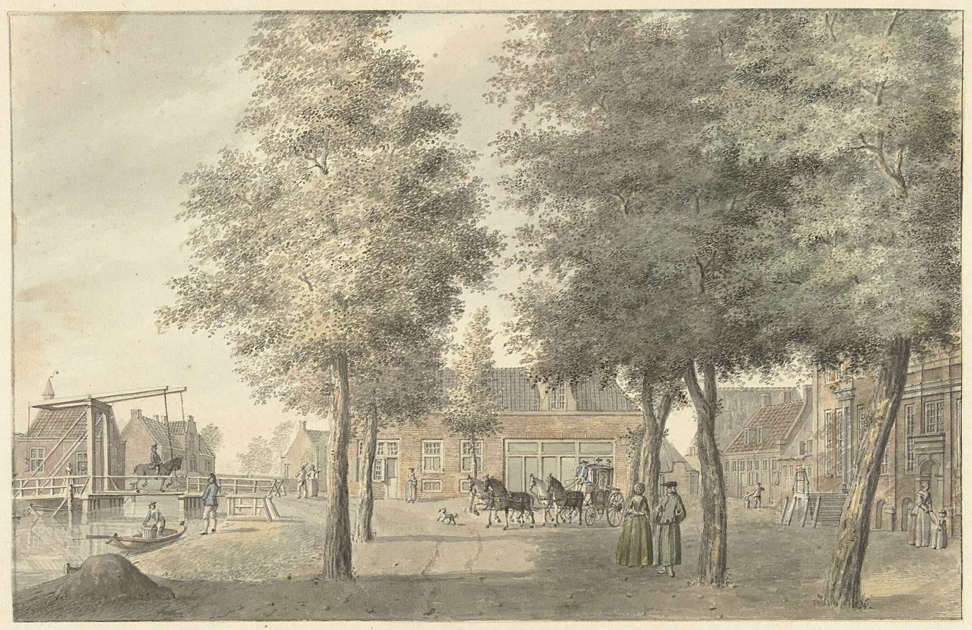 Plein in het dorp Zuilen by Hermanus Petrus Schouten