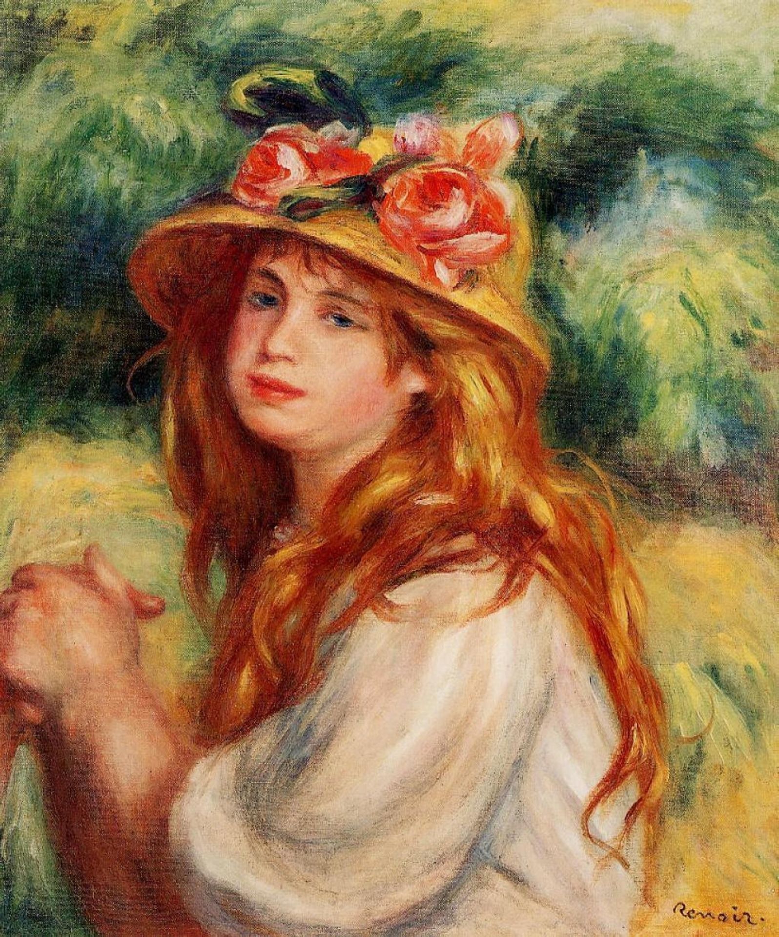 Blond in a Straw Hat(Seated Girl) by Pierre-Auguste Renoir