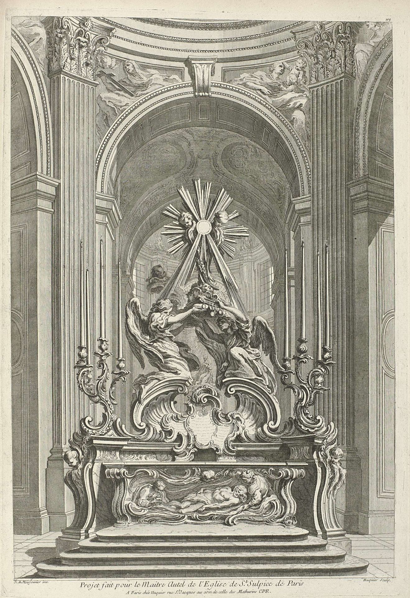 Ontwerp voor het hoofdaltaar van de Saint-Sulpice in Parijs by Gabriel Huquier