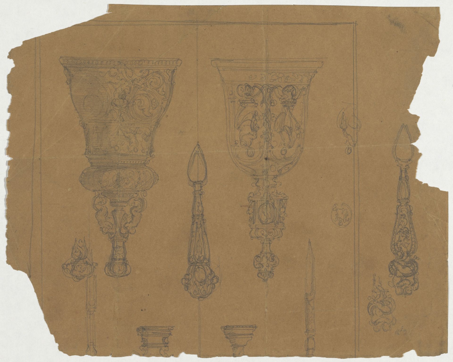 Ontwerpen voor diverse bronzen voorwerpen by Firma Feuchère